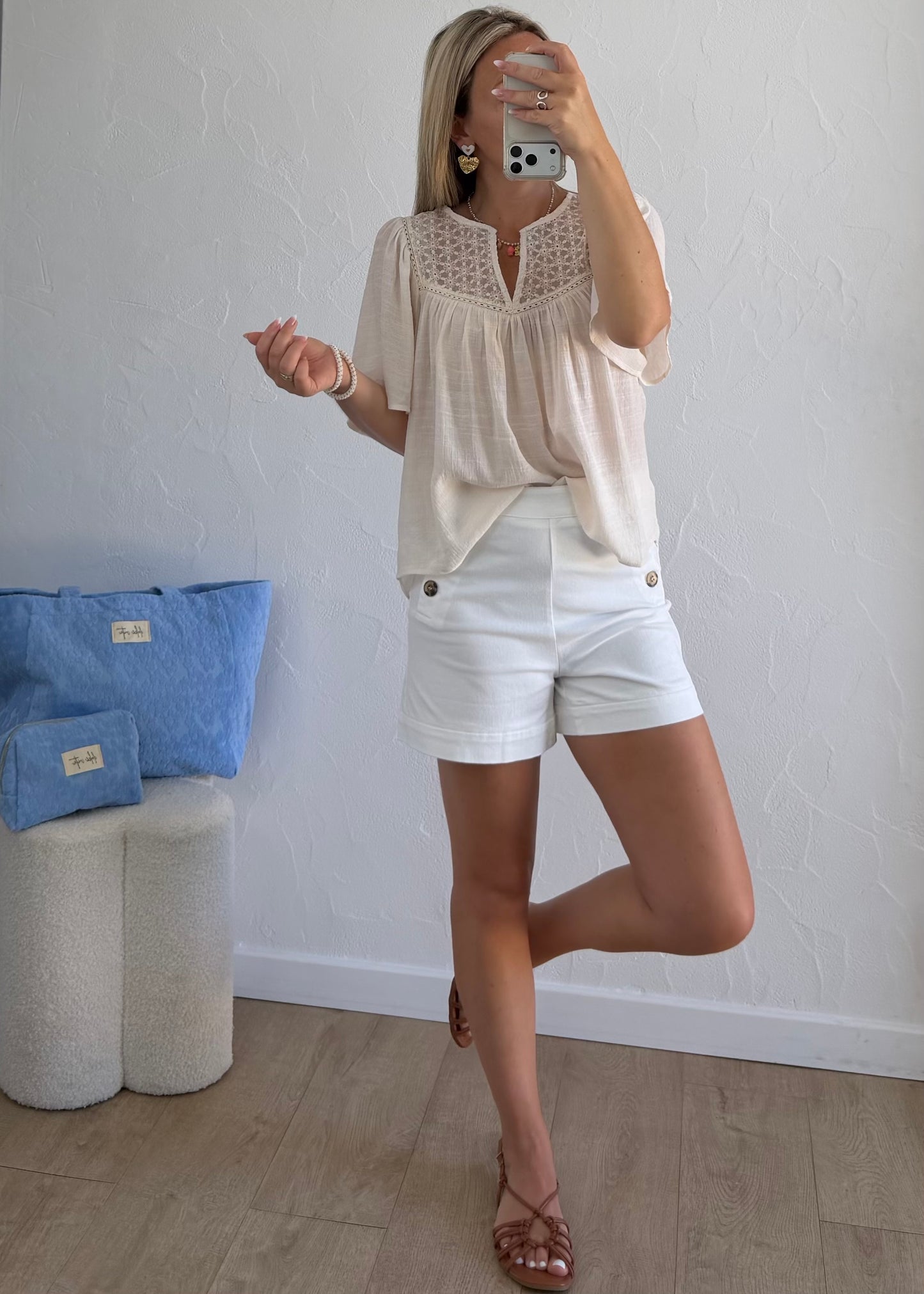 Blouse INÈS Rose Ivoire