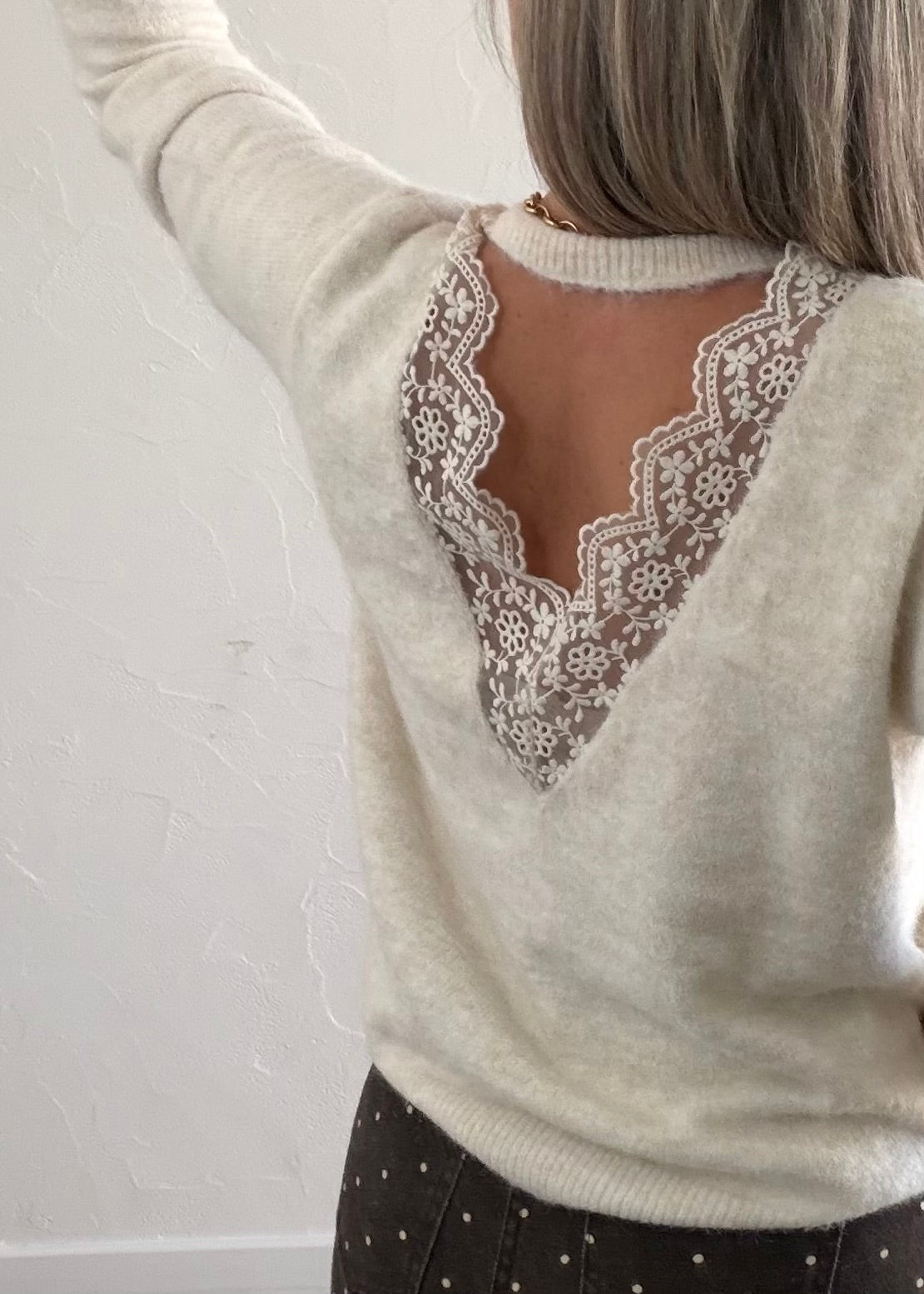 Pull Lou dentelle écru