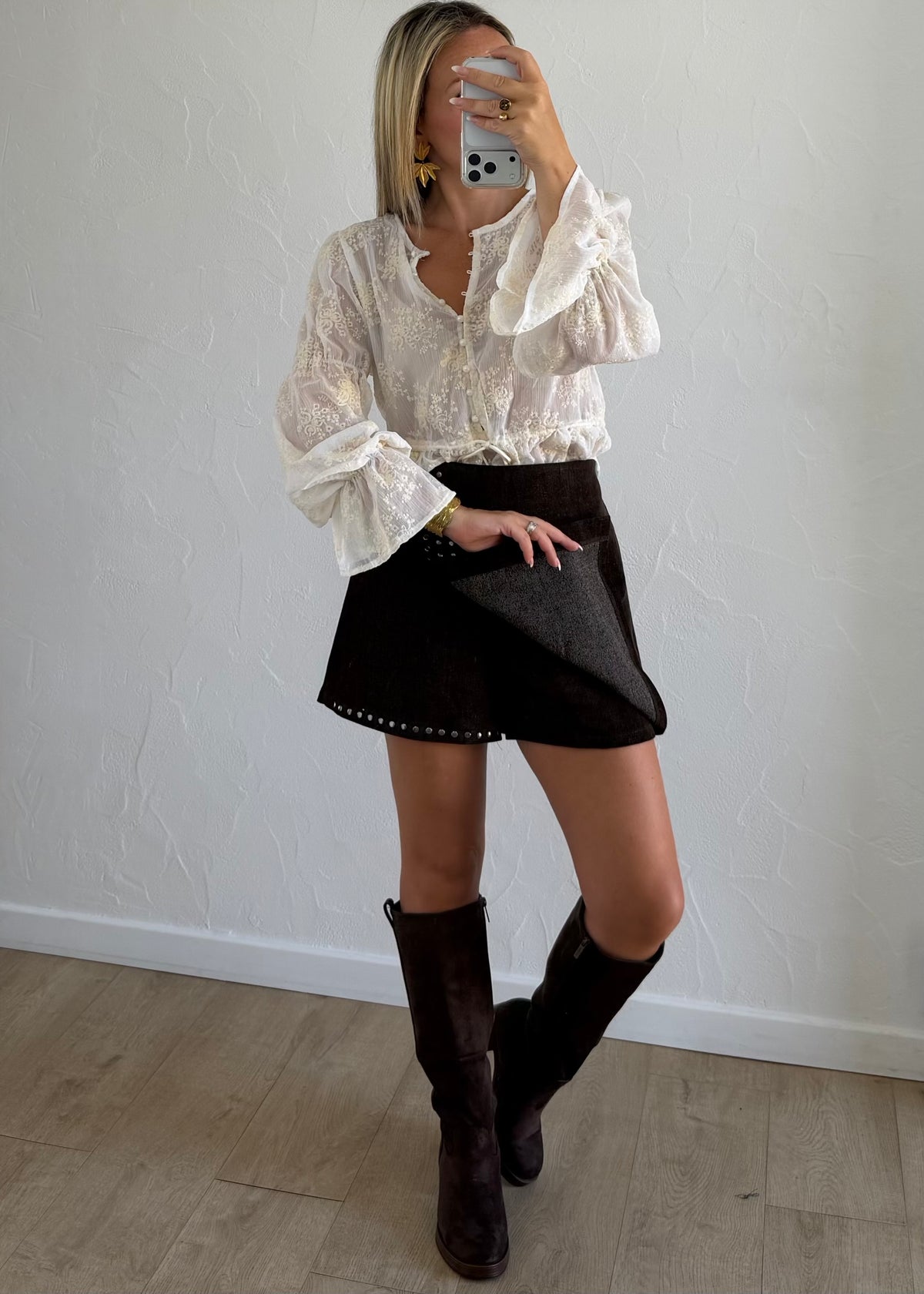 Jupe-short Neela marron