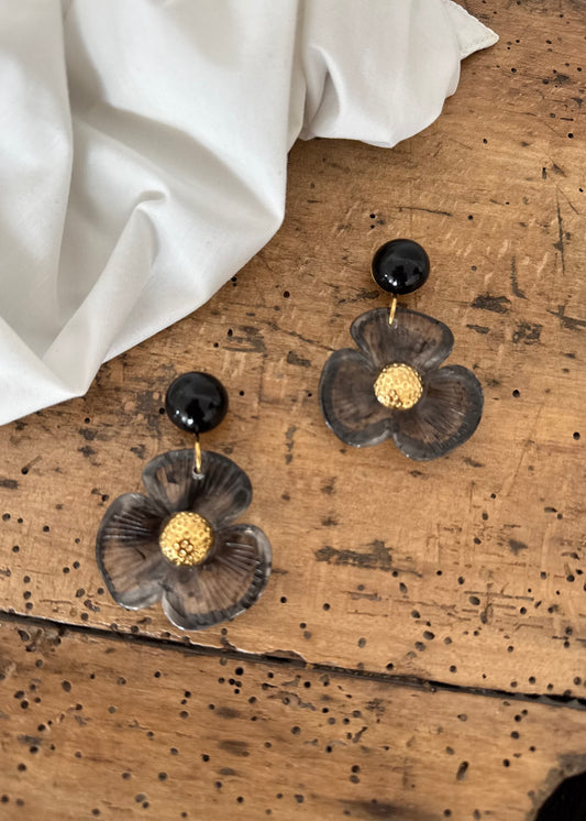 Boucles FLEURS Noir