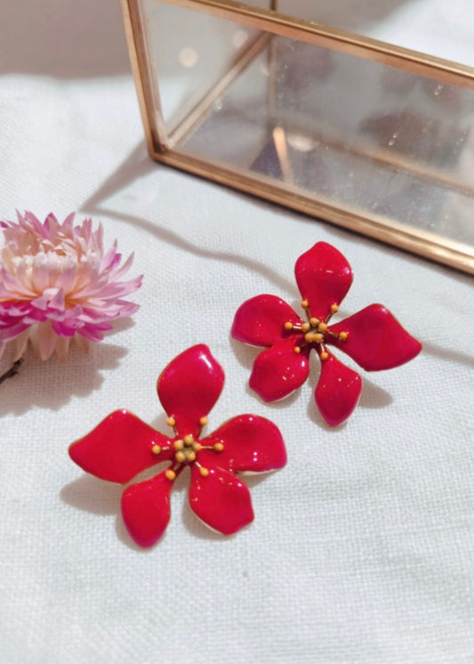 Boucles FLEUR Rouge