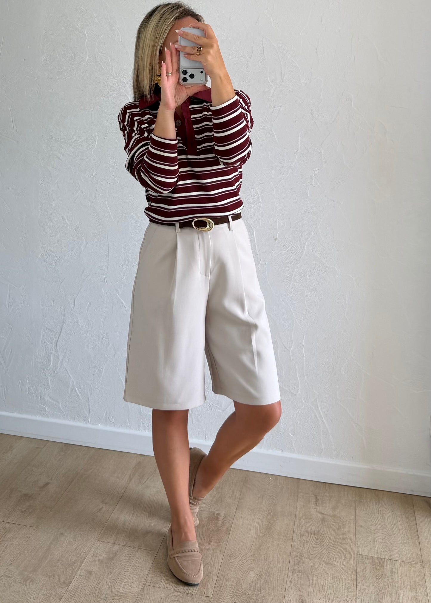 Polo Paris rayé bordeaux