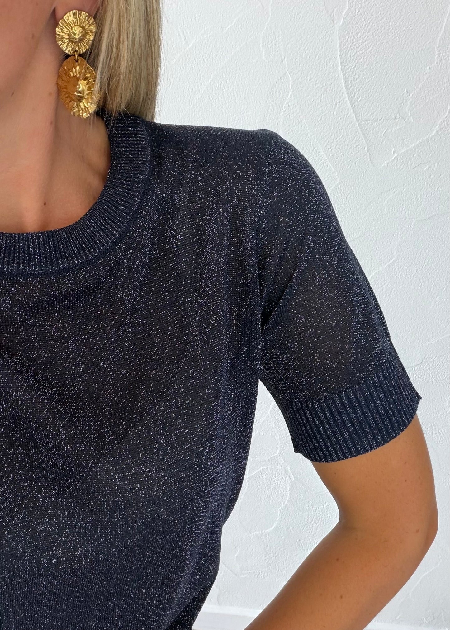 Top LOU en maille fine bleu marine