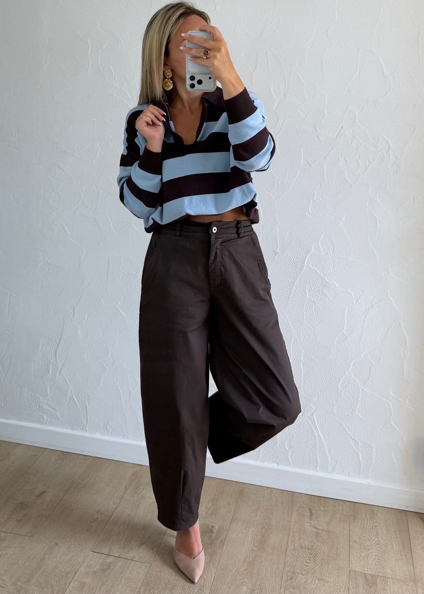 Pantalon Bennet barrel marron