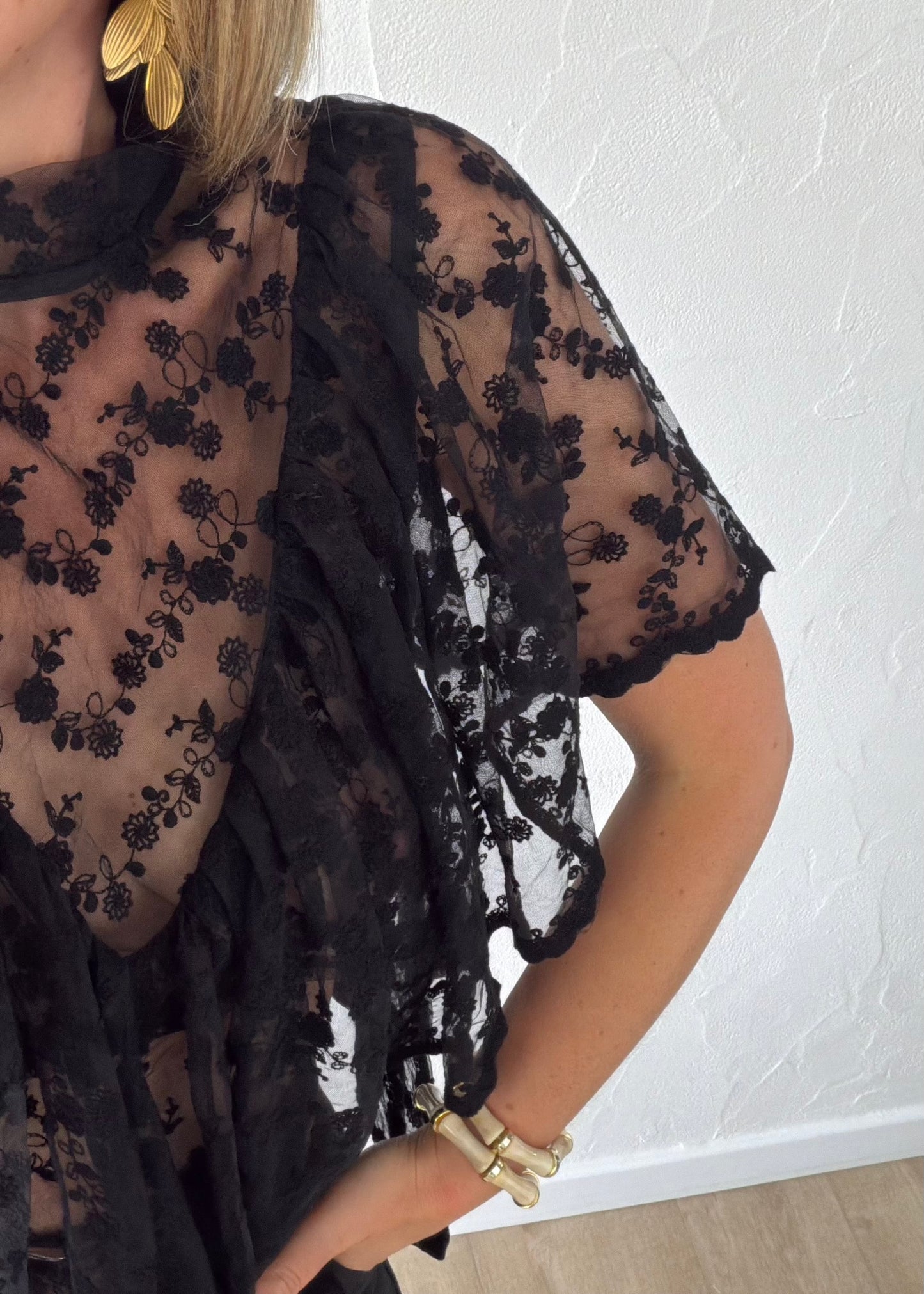 Top Jade en dentelle Noir