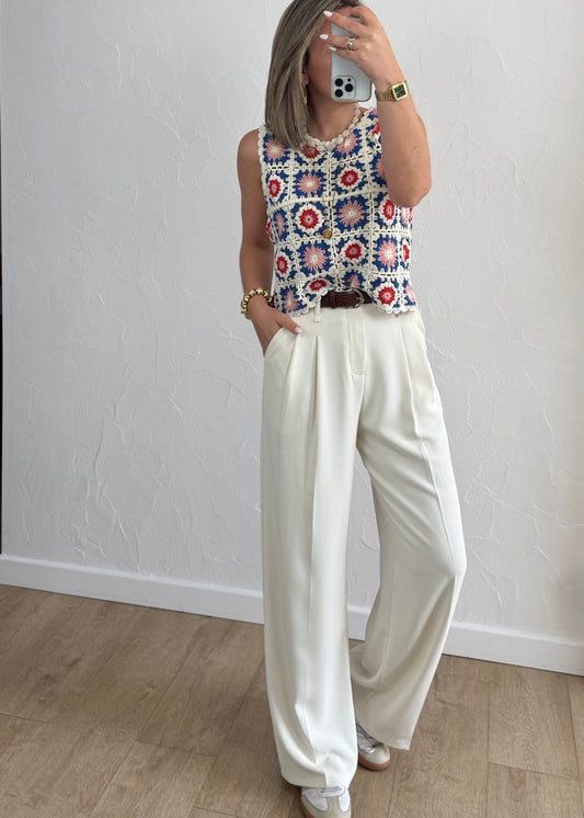 Haut en crochet bleu