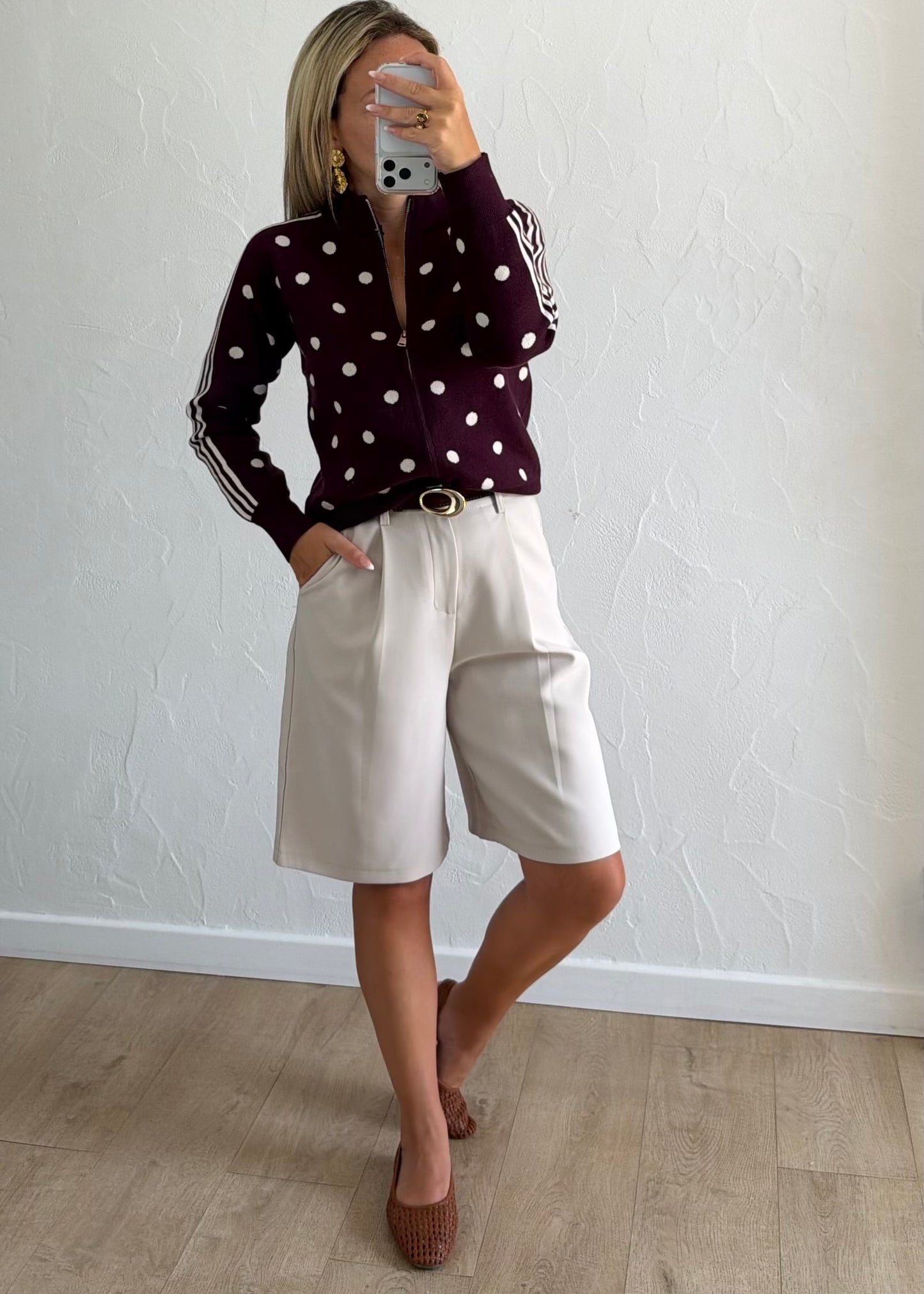 Gilet Polka à pois bordeaux