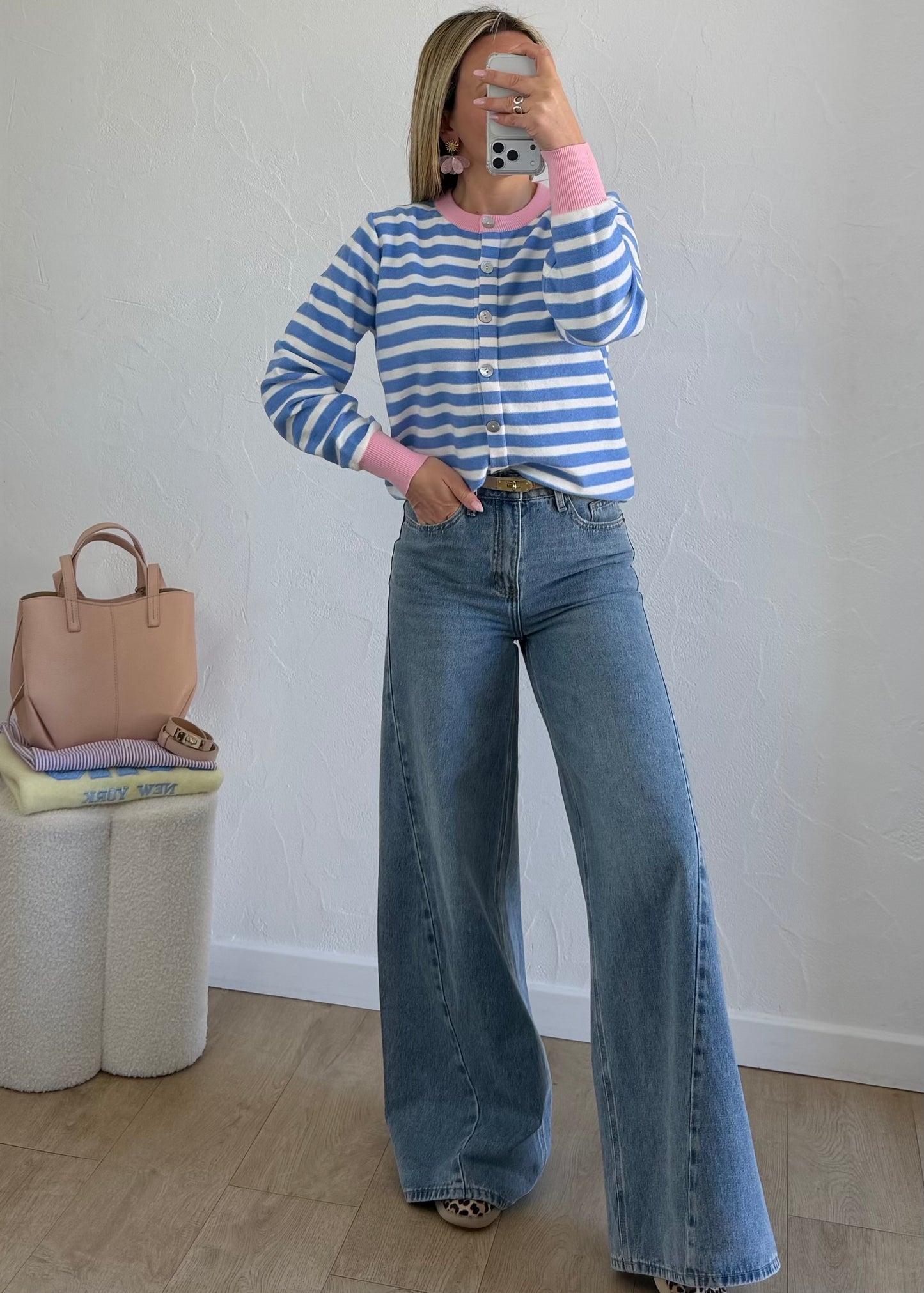 Pull ROMANE bleu & rose