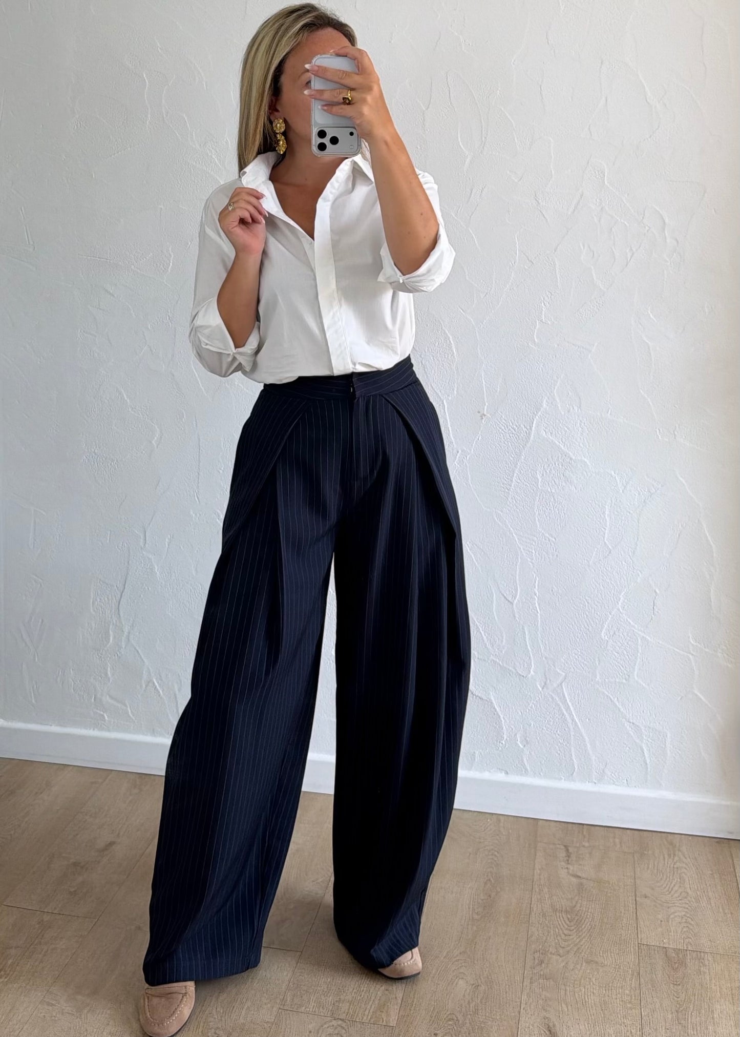 Pantalon Nero rayé bleu marine