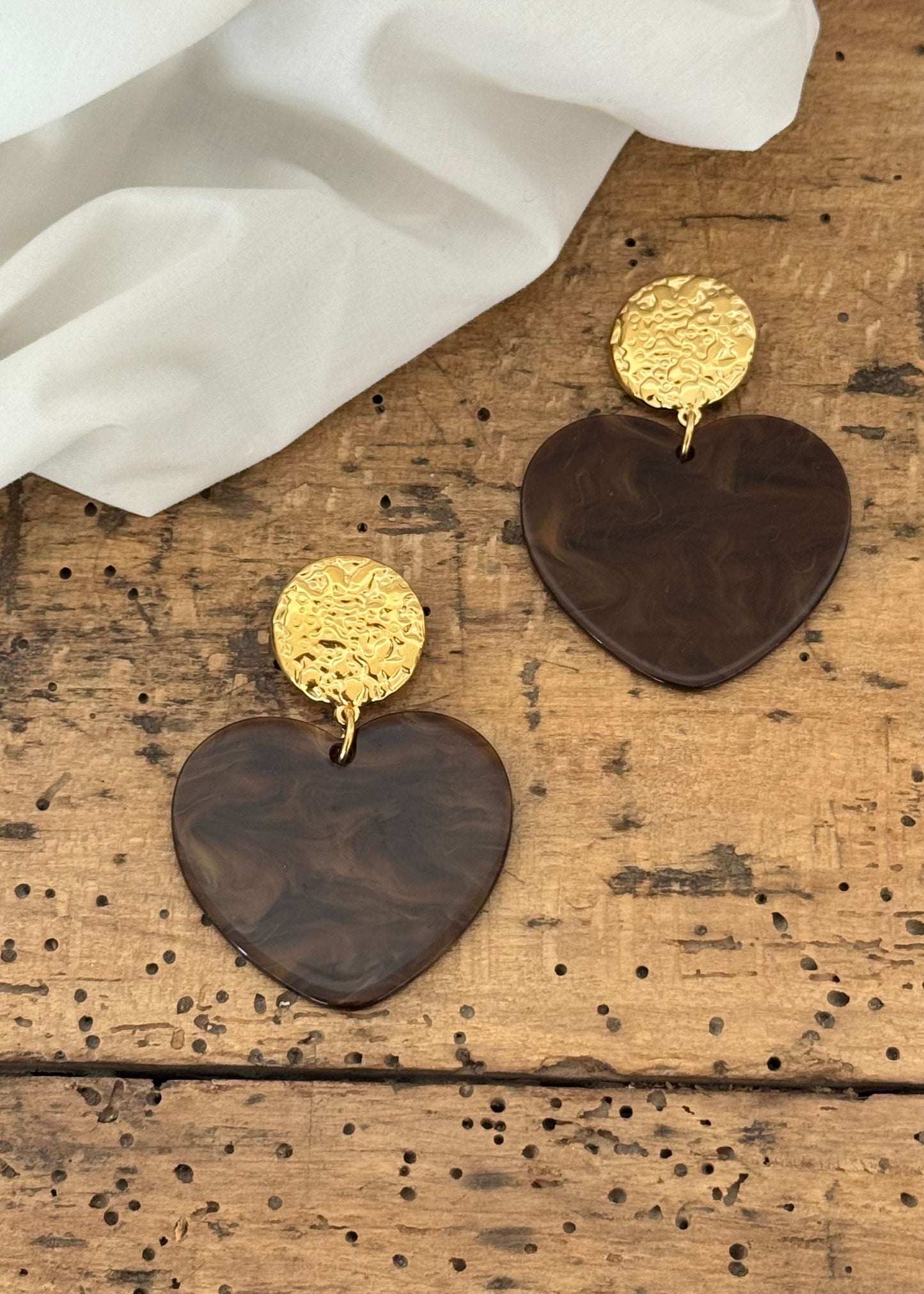 Boucles d’oreilles COEUR Marron