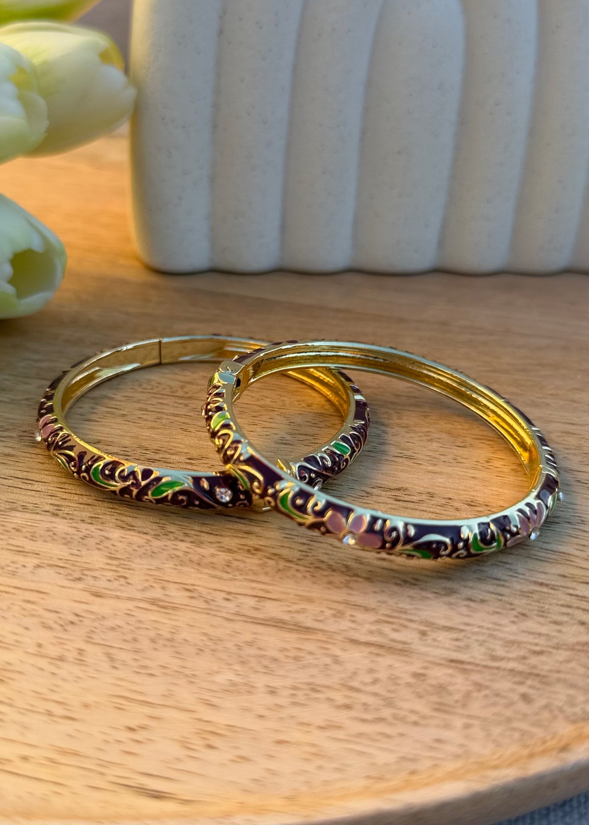 Bracelet Jonc motifs floraux