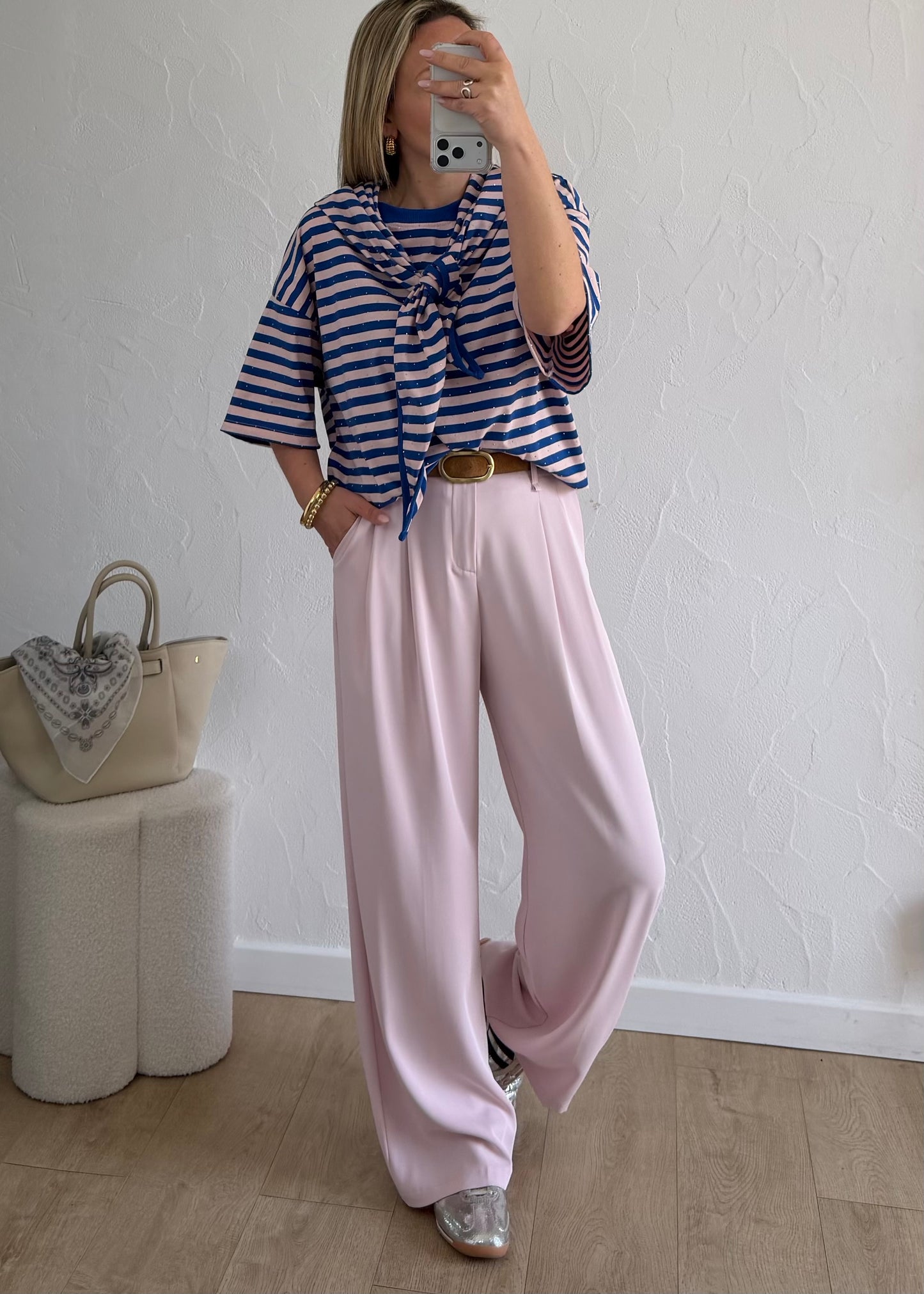 Tee-shirt ADRIANNA Bleu & Rose