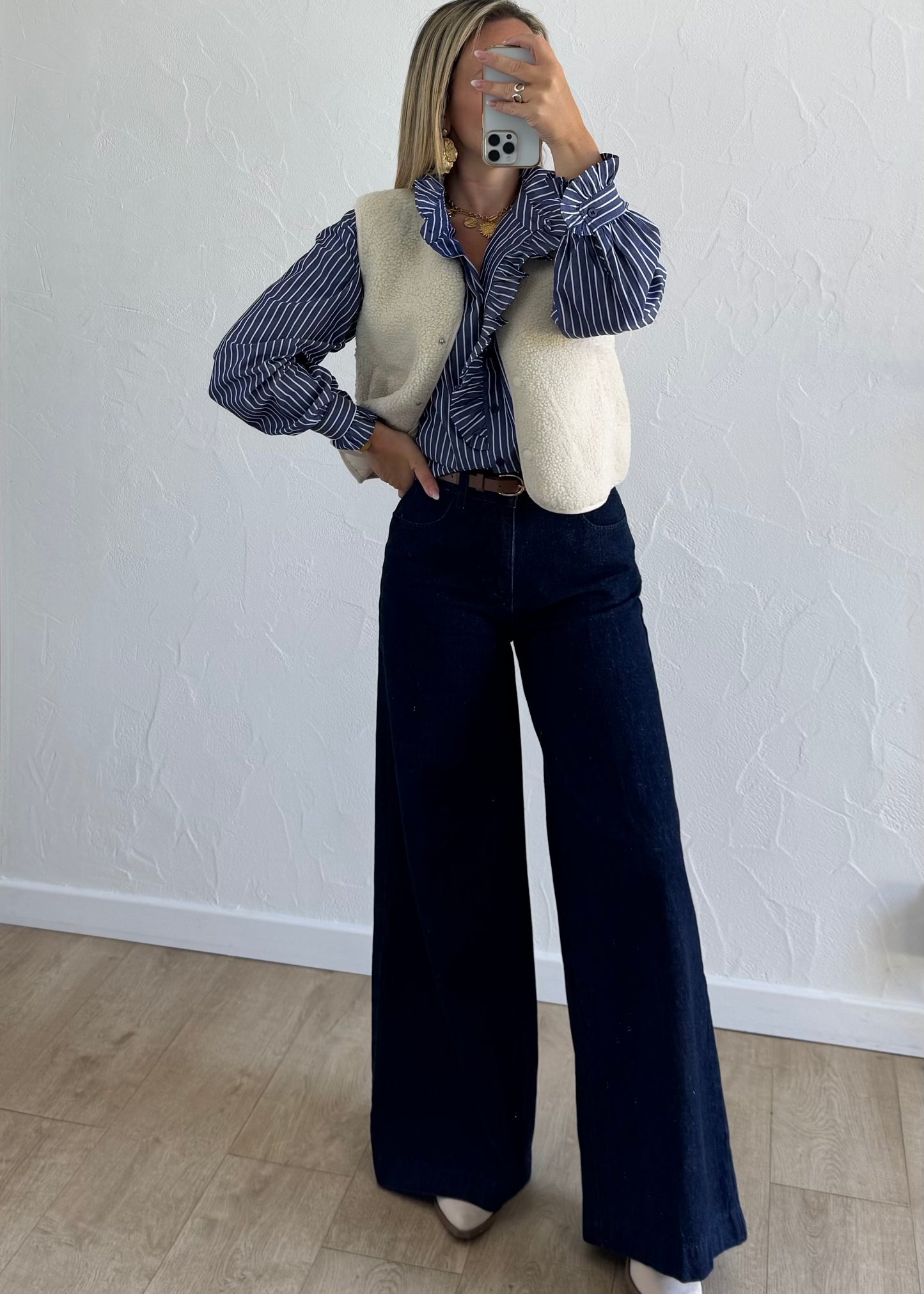 Veste sans manches LOUISE Écru