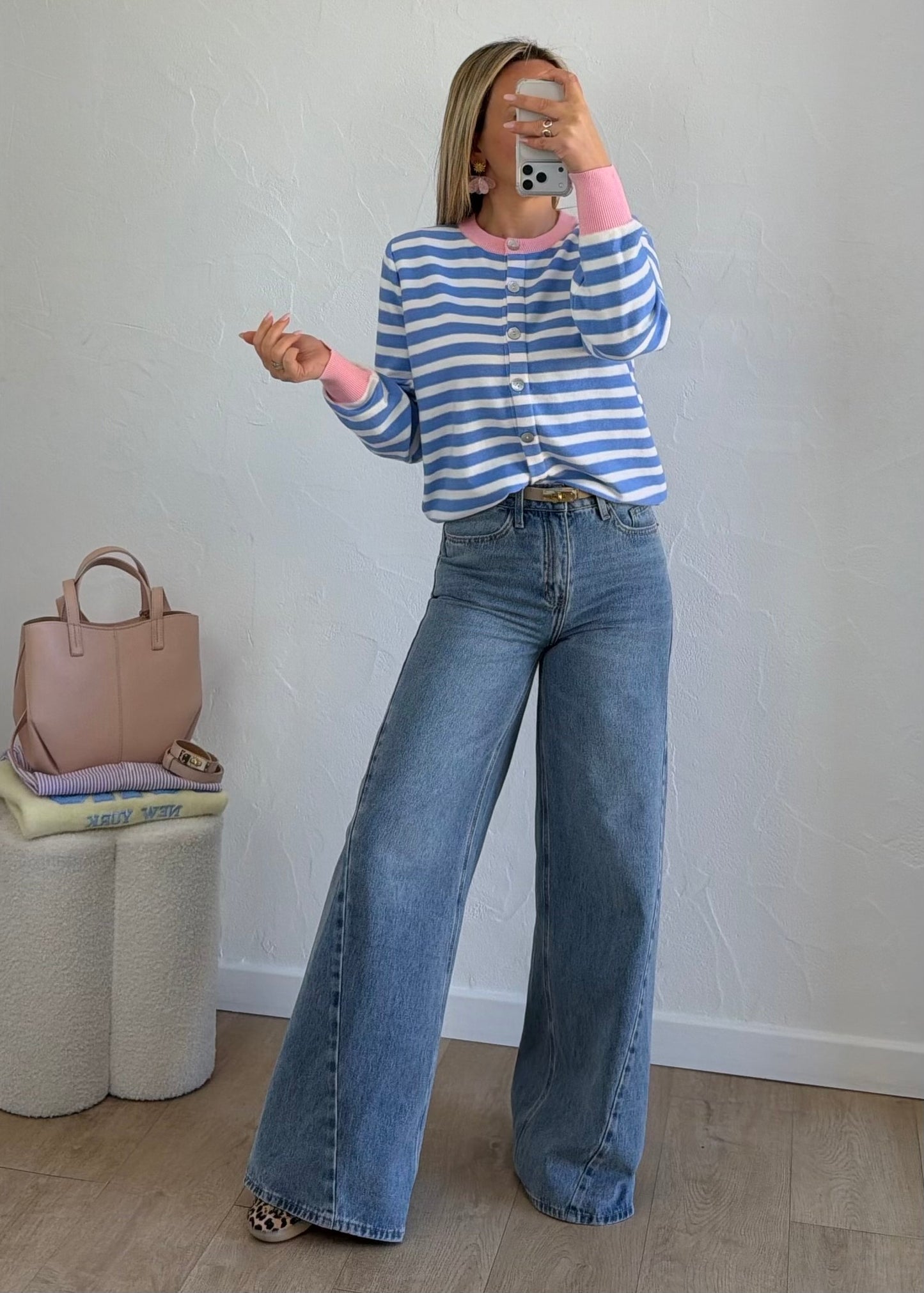 Pull ROMANE bleu & rose