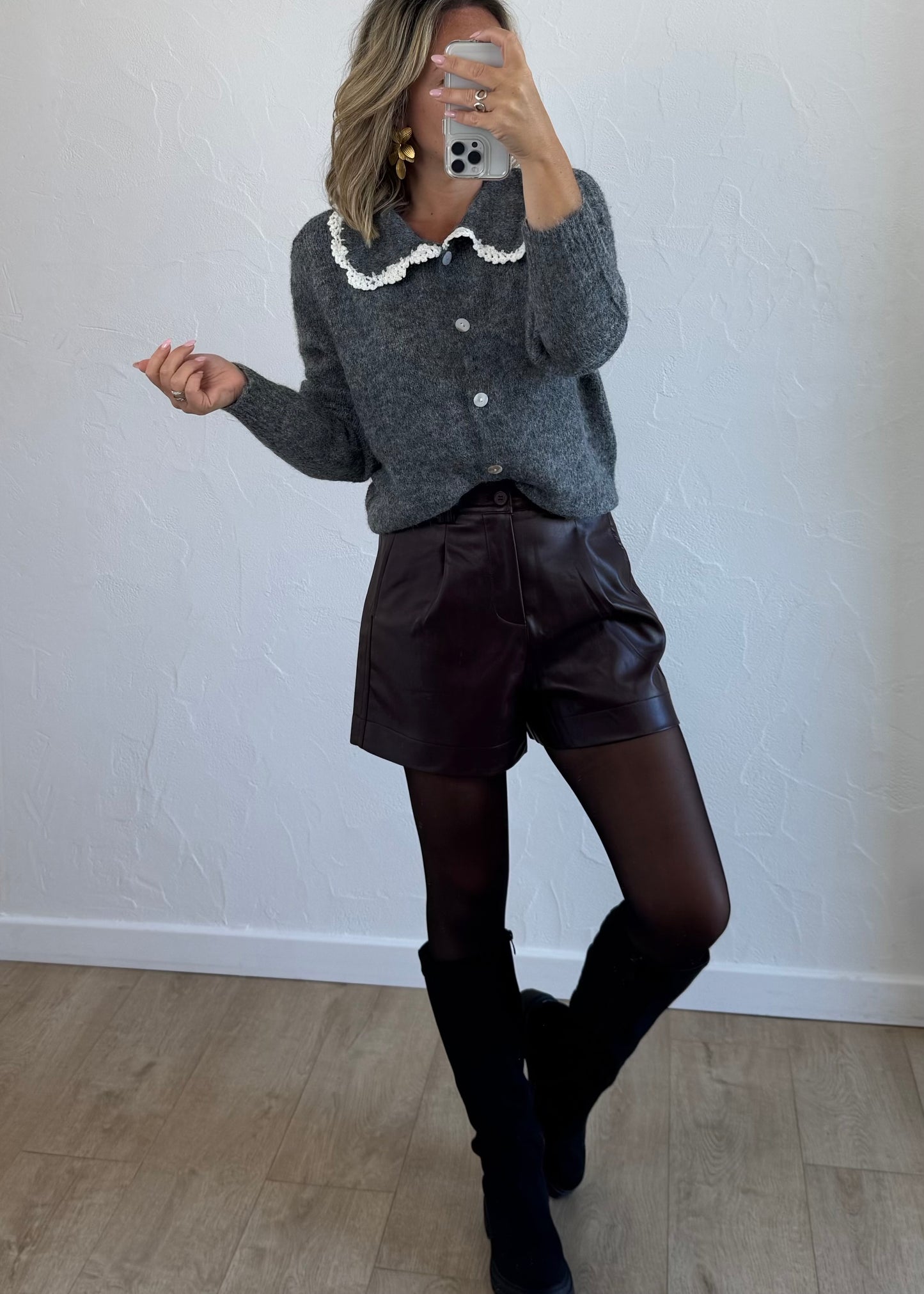 Short NAREL Bordeaux Simili cuir