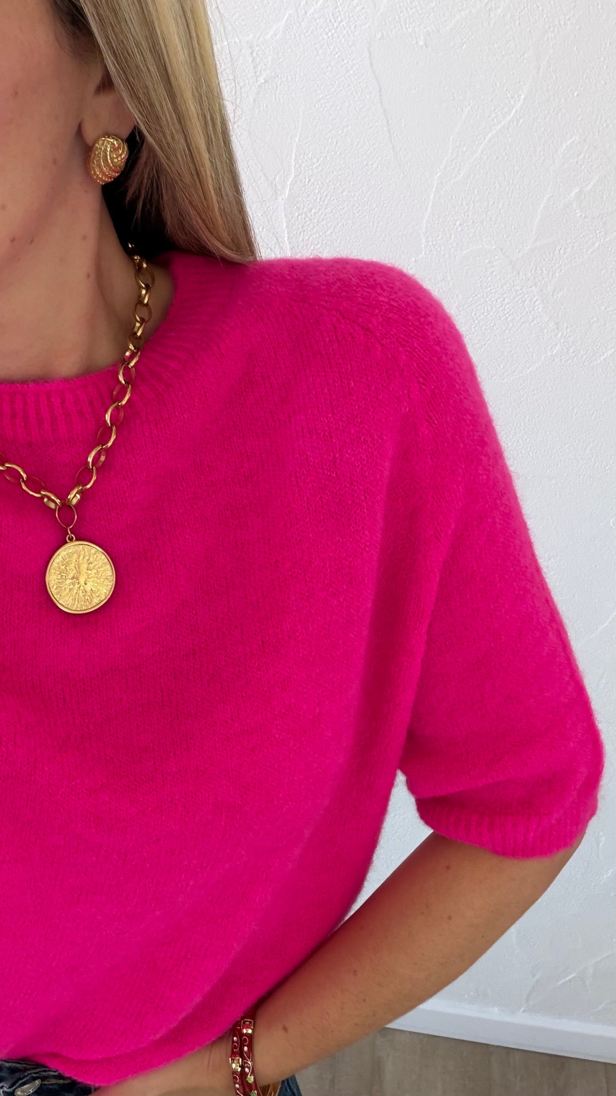 Pull Léna rose fluo