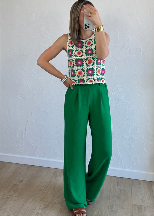 Haut en crochet Vert