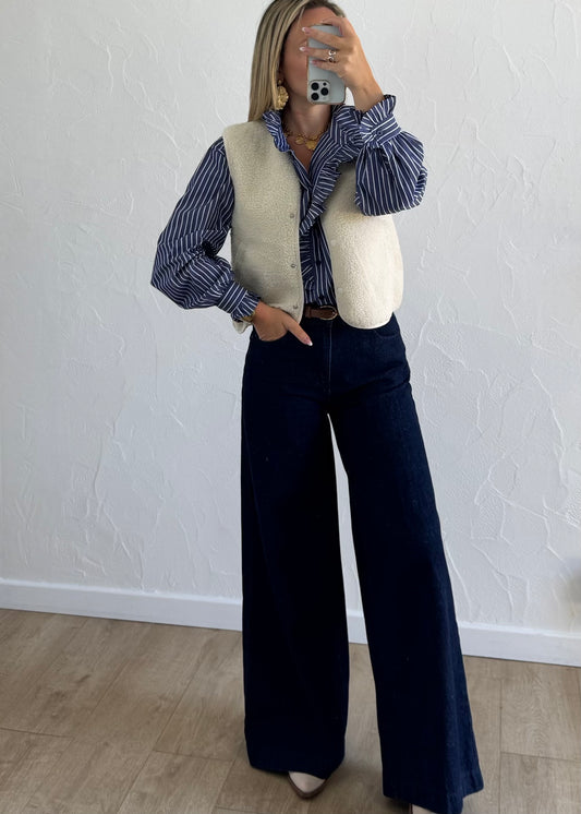 Veste sans manches LOUISE Écru