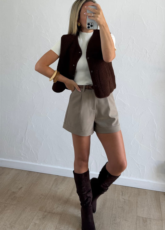 Veste sans manches LOUISE Marron