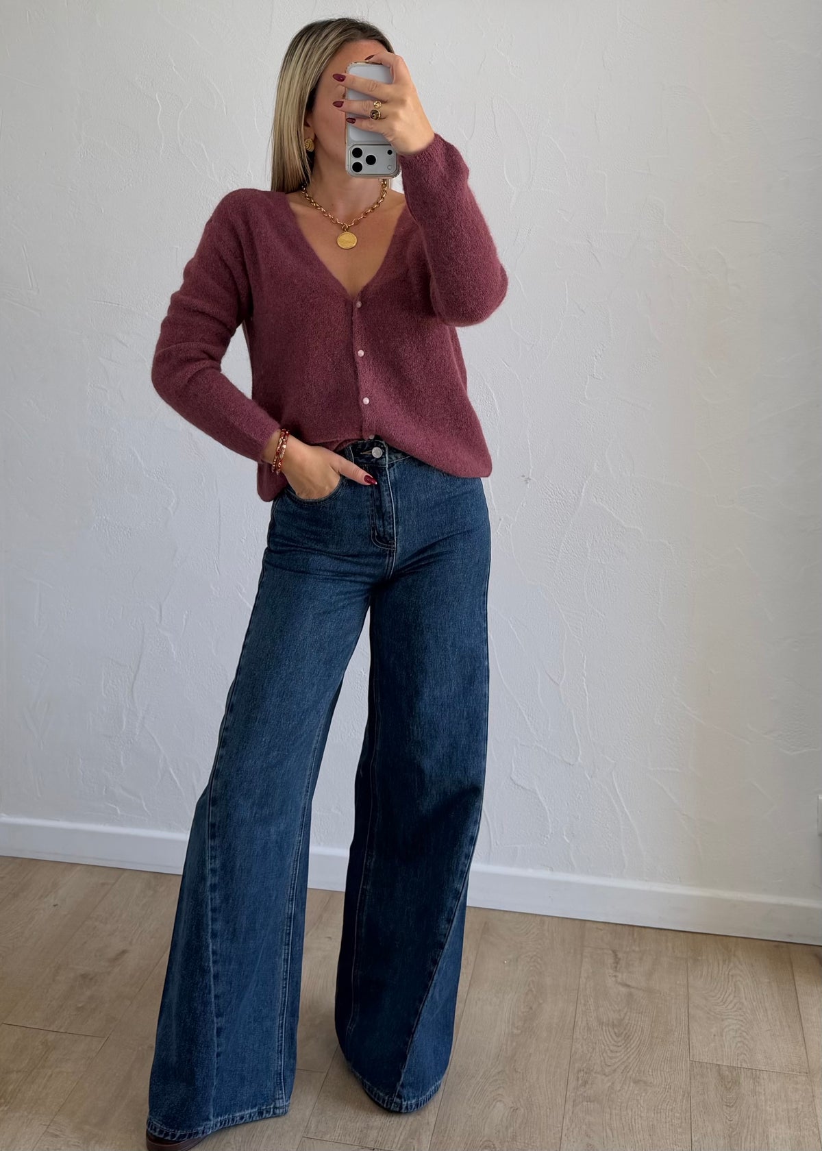 Gilet Elisa bleu aubergine
