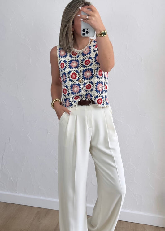 Haut en crochet Bleu