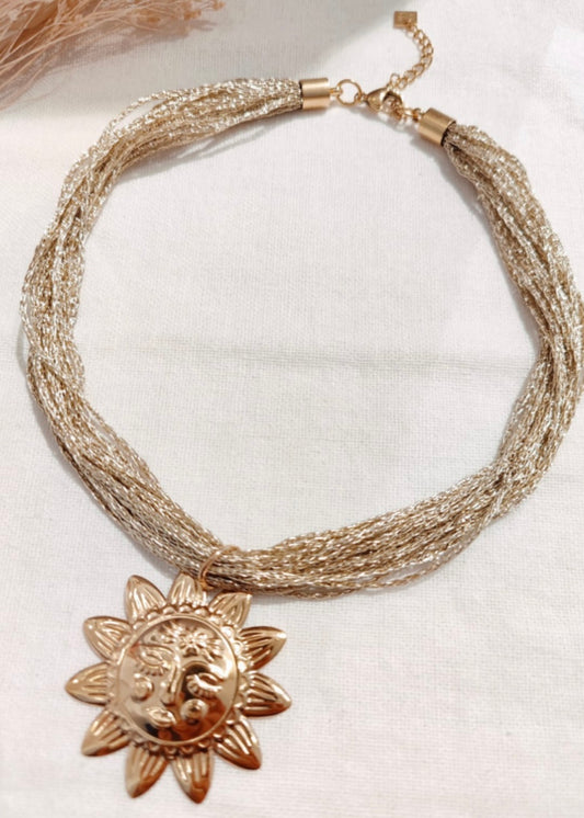 Collier fils doré soleil