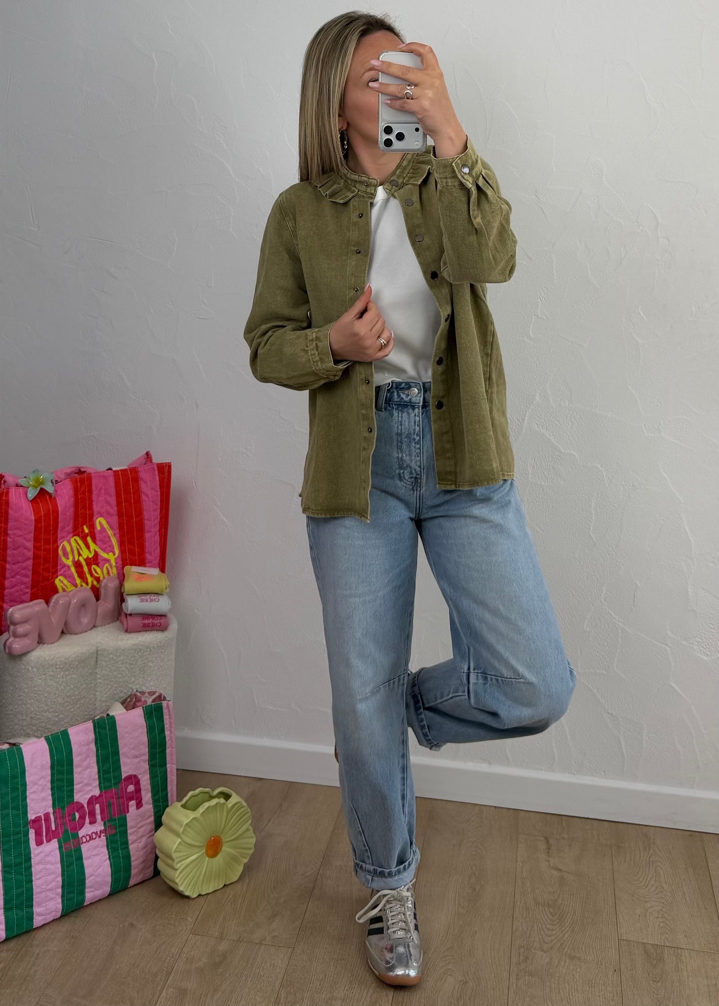 Veste MARIBEL en jean Kaki