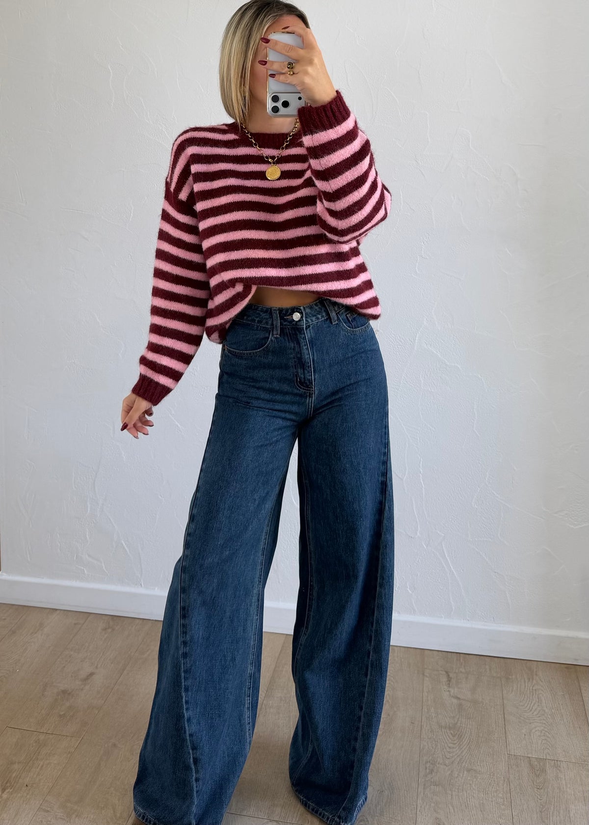 Pull Maylo rayé bordeaux