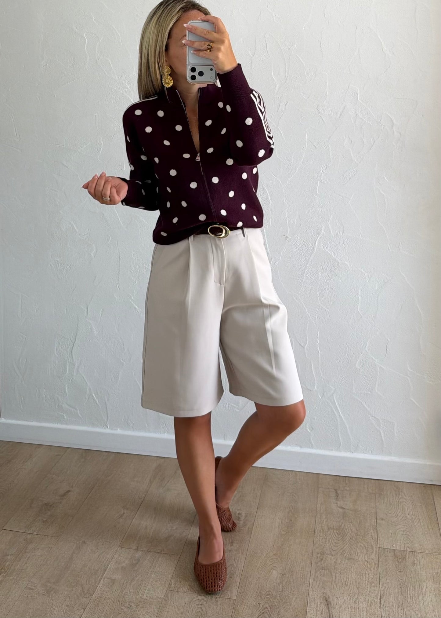 Gilet Polka à pois bordeaux
