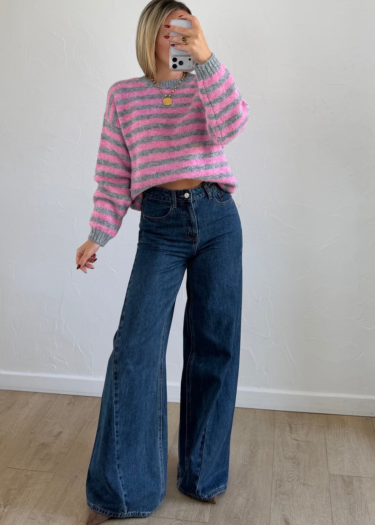 Pull Maylo rayée rose