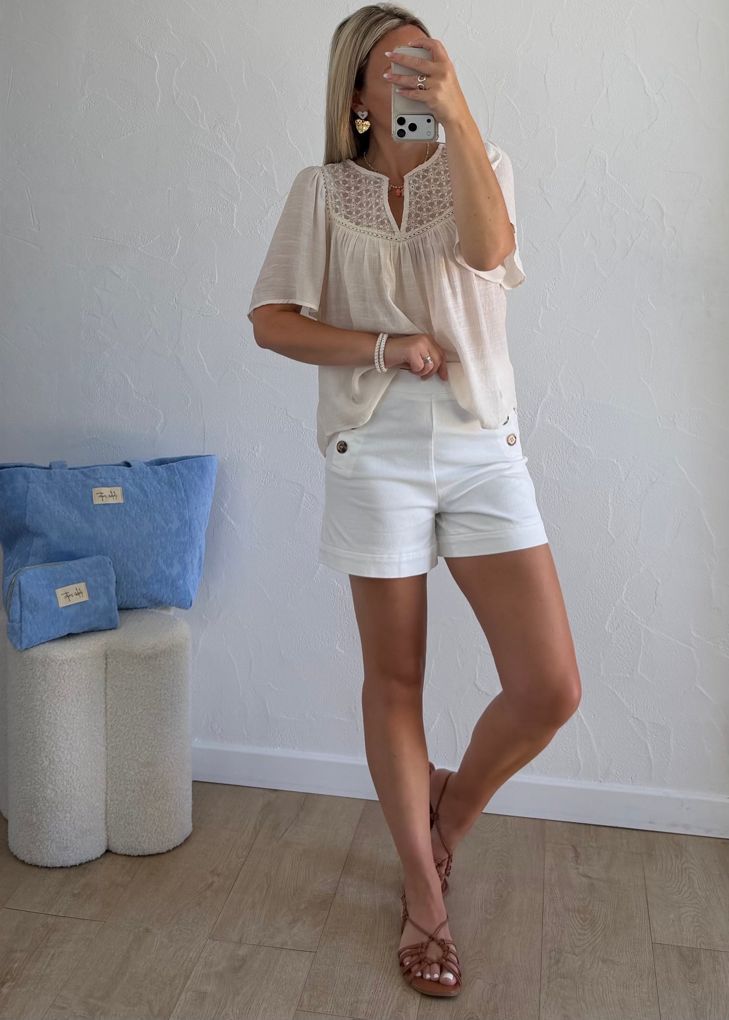 Blouse INÈS Rose Ivoire