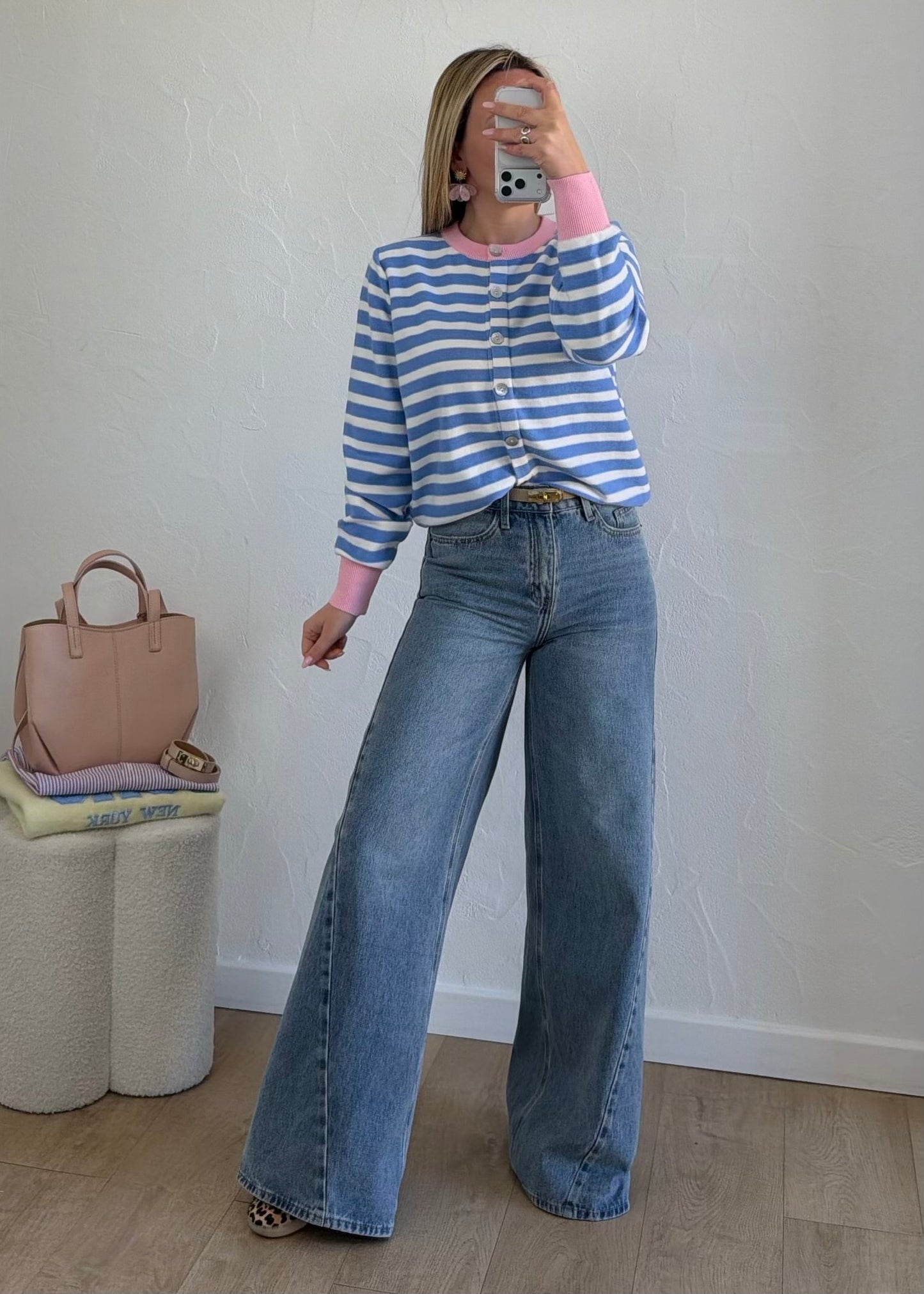 Pull ROMANE bleu & rose