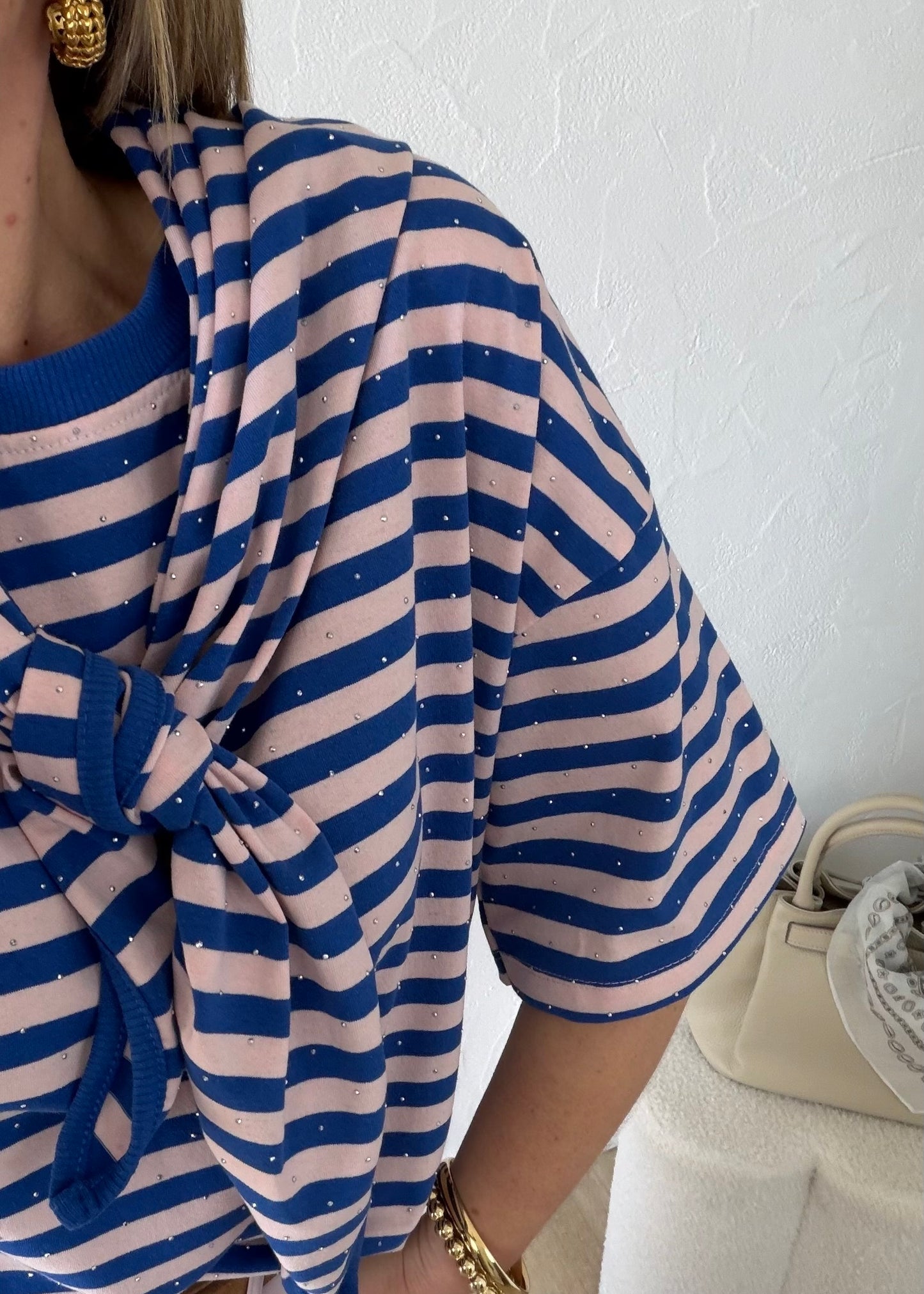 Tee-shirt ADRIANNA Bleu & Rose