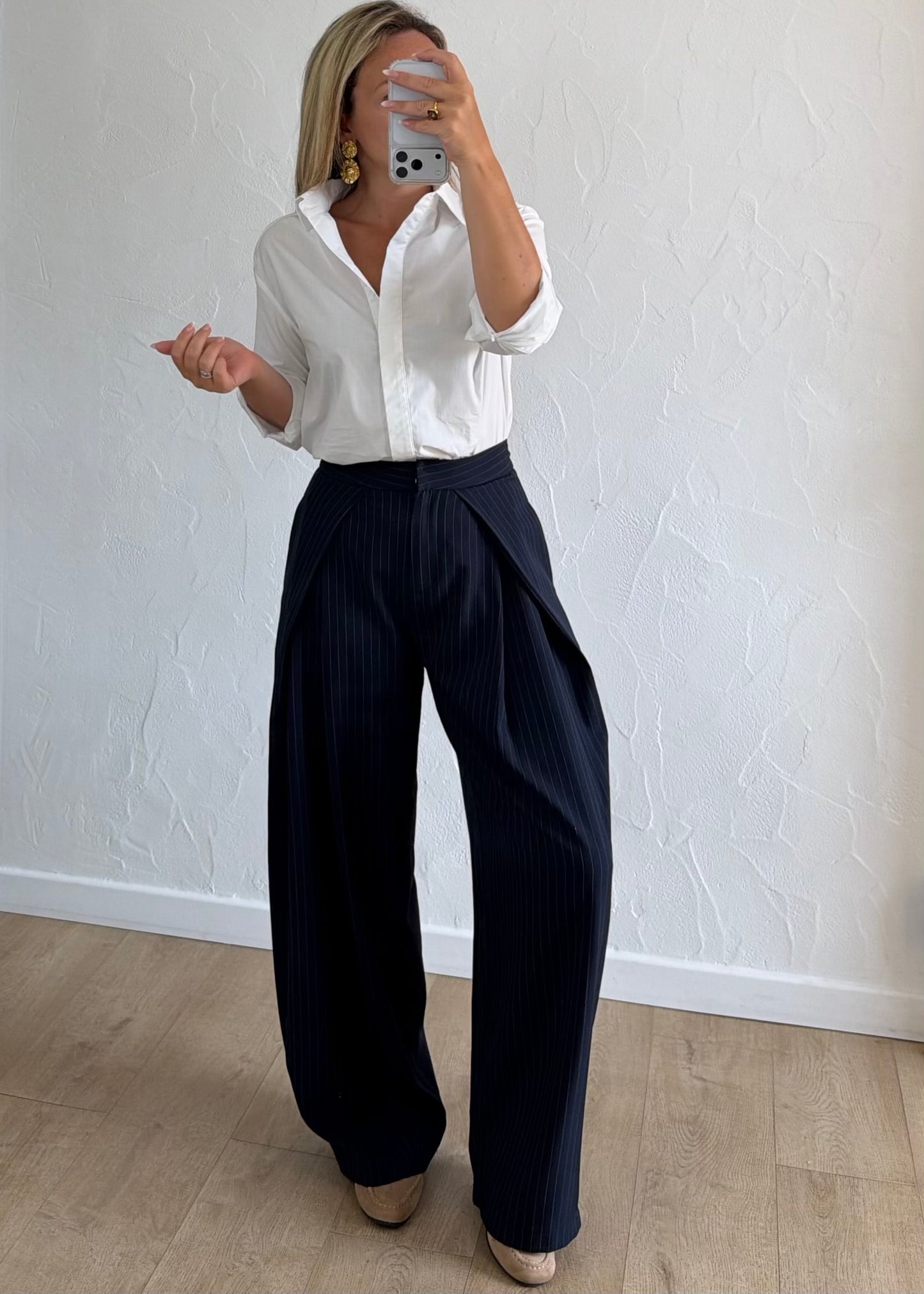 Pantalon Nero rayé bleu marine