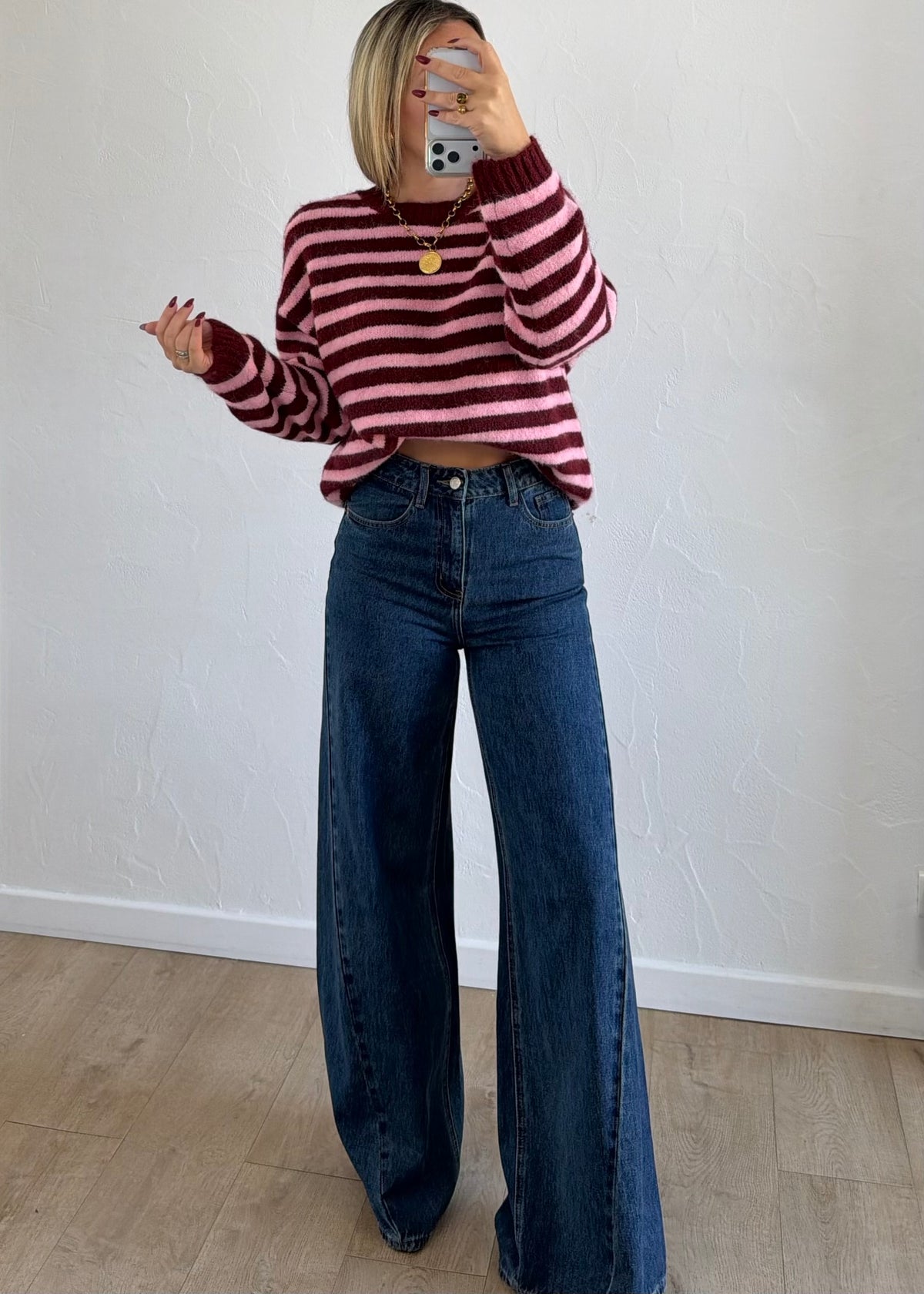 Pull Maylo rayé bordeaux