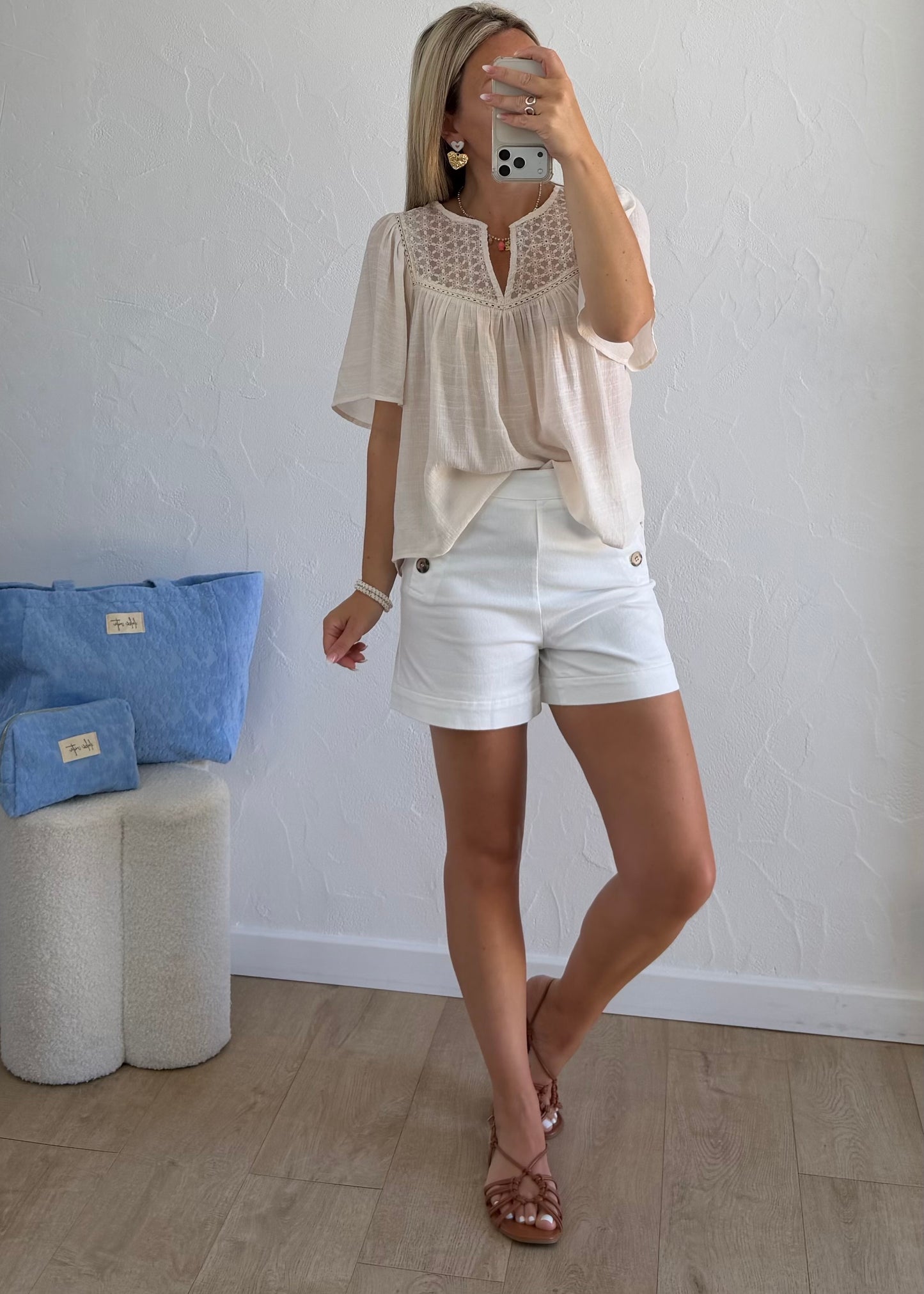 Blouse INÈS Rose Ivoire