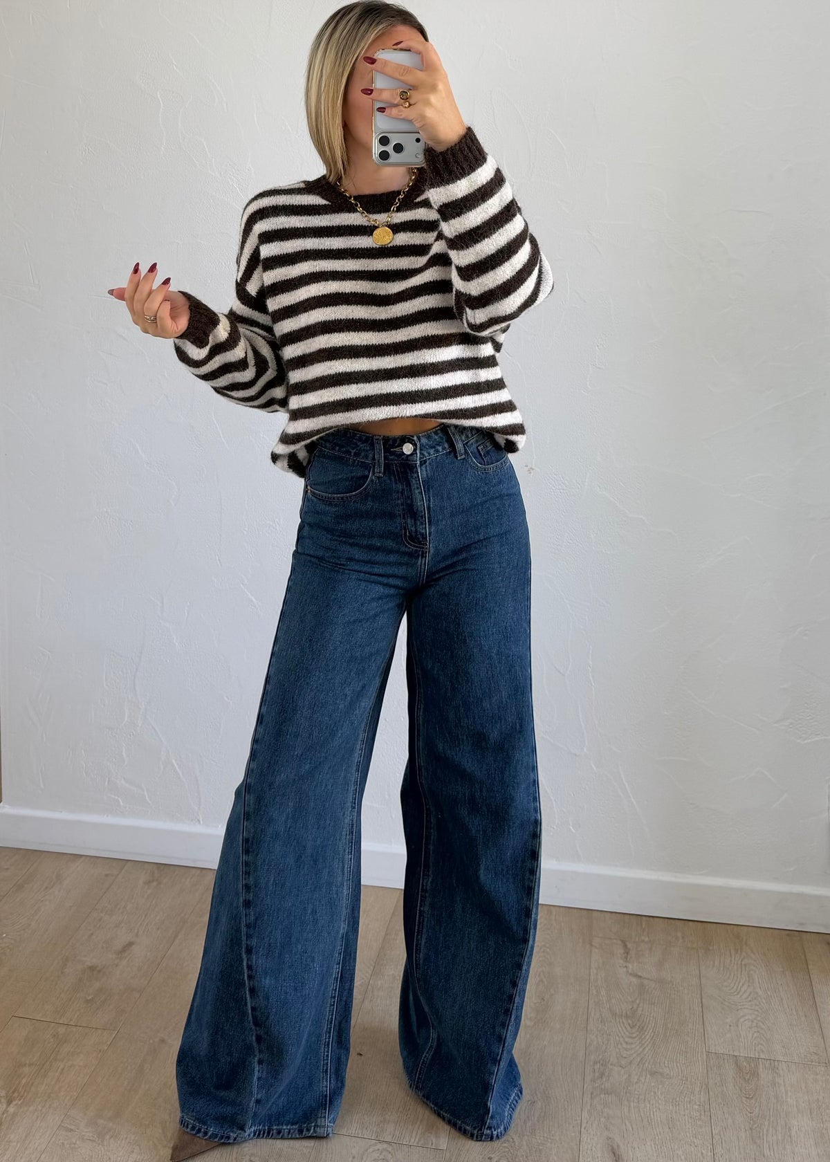 Pull Maylo rayé marron