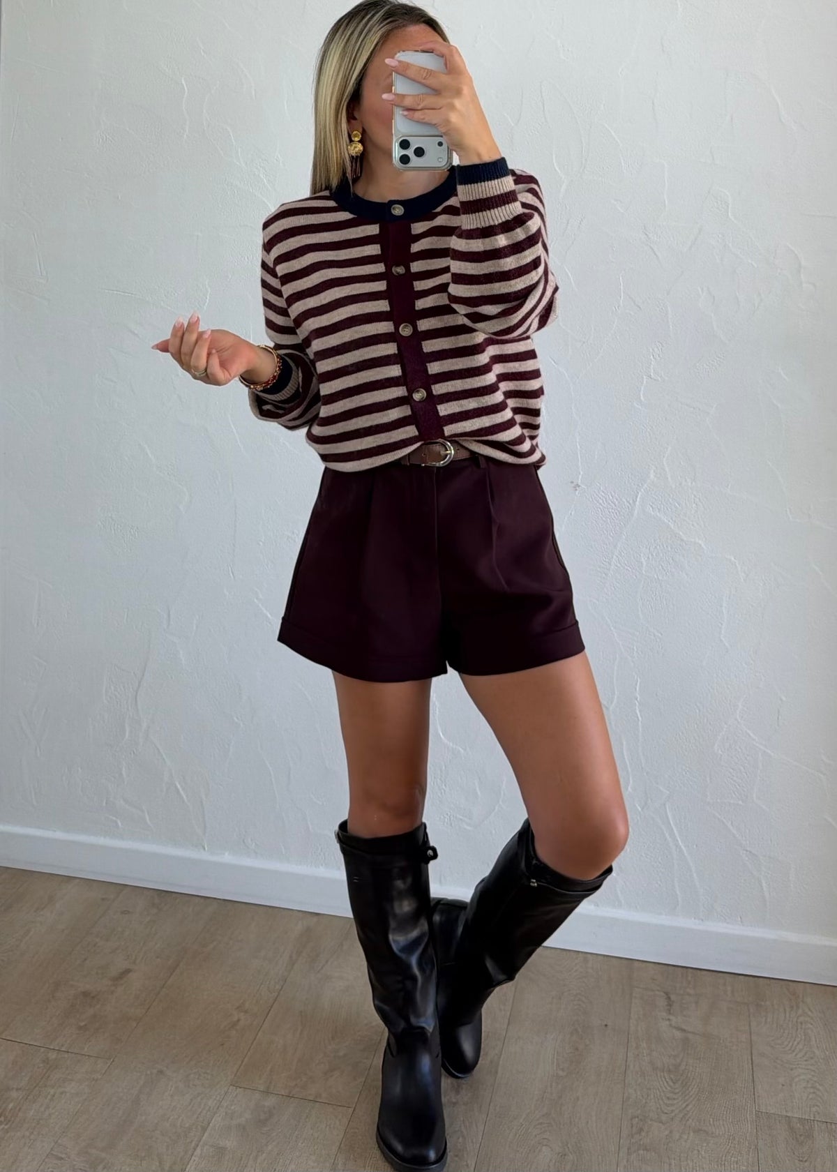 Gilet Dolly rayé bordeaux