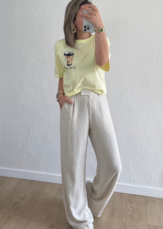 T-shirt Coffee Jaune