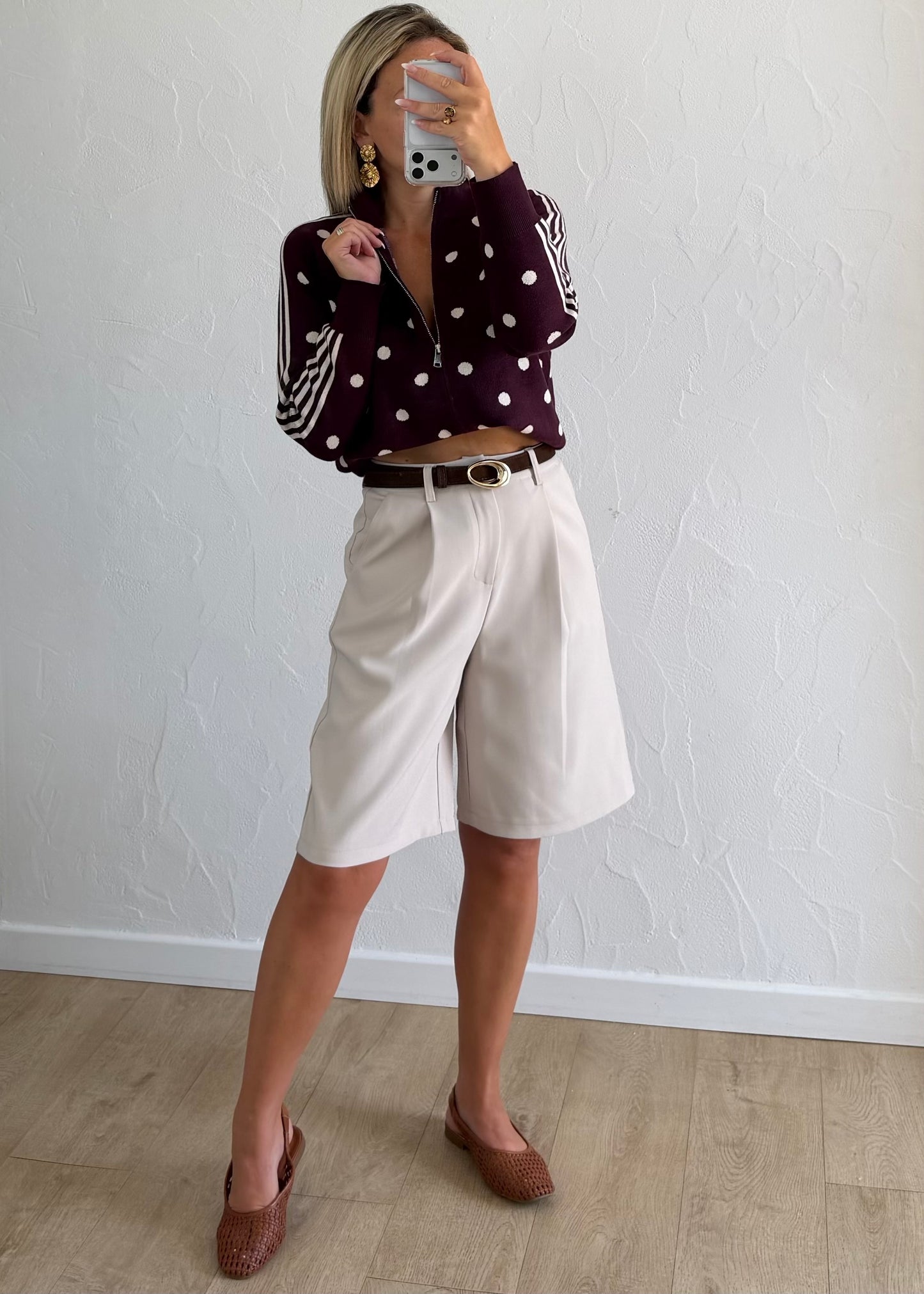 Gilet Polka à pois bordeaux
