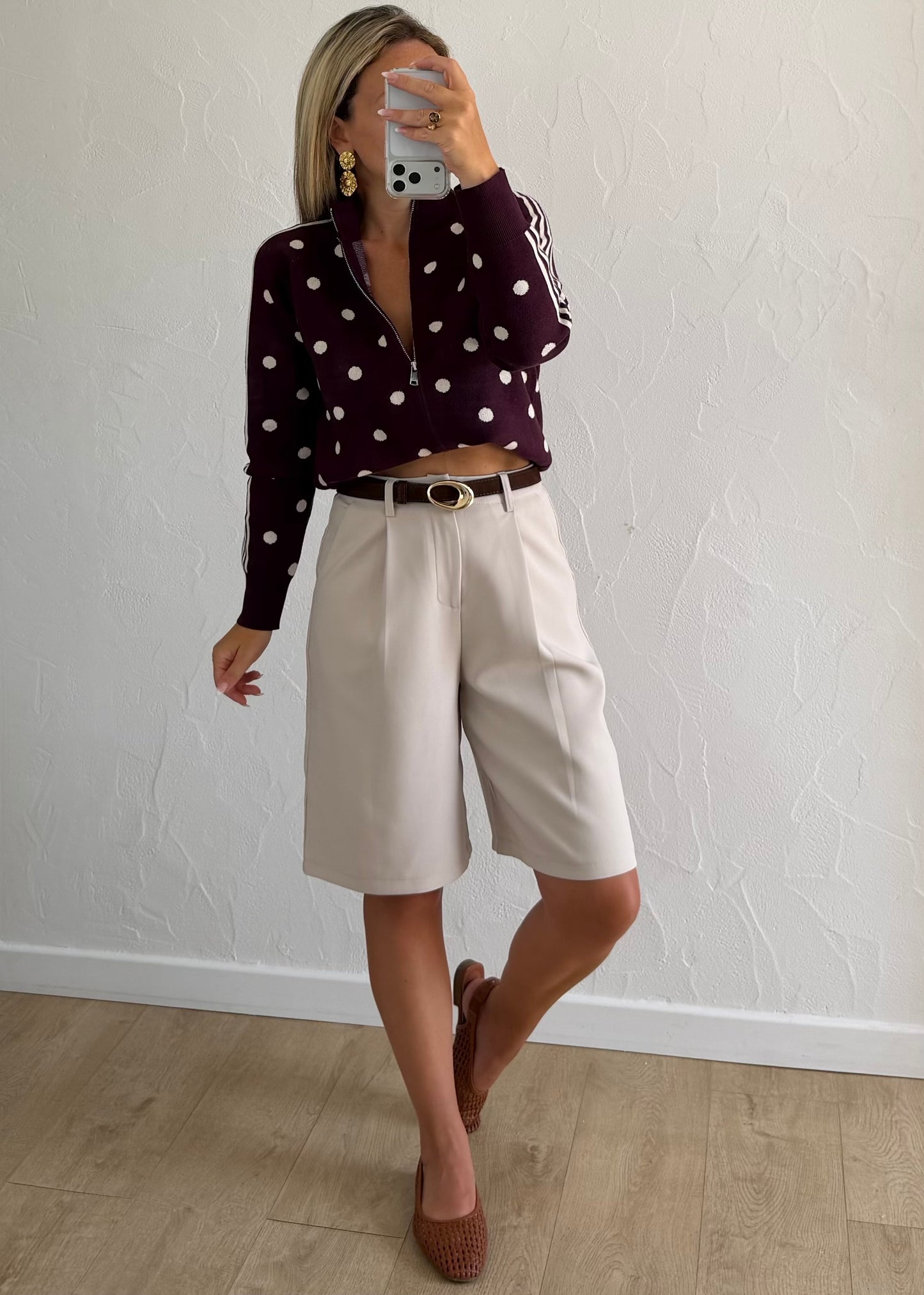 Gilet Polka à pois bordeaux