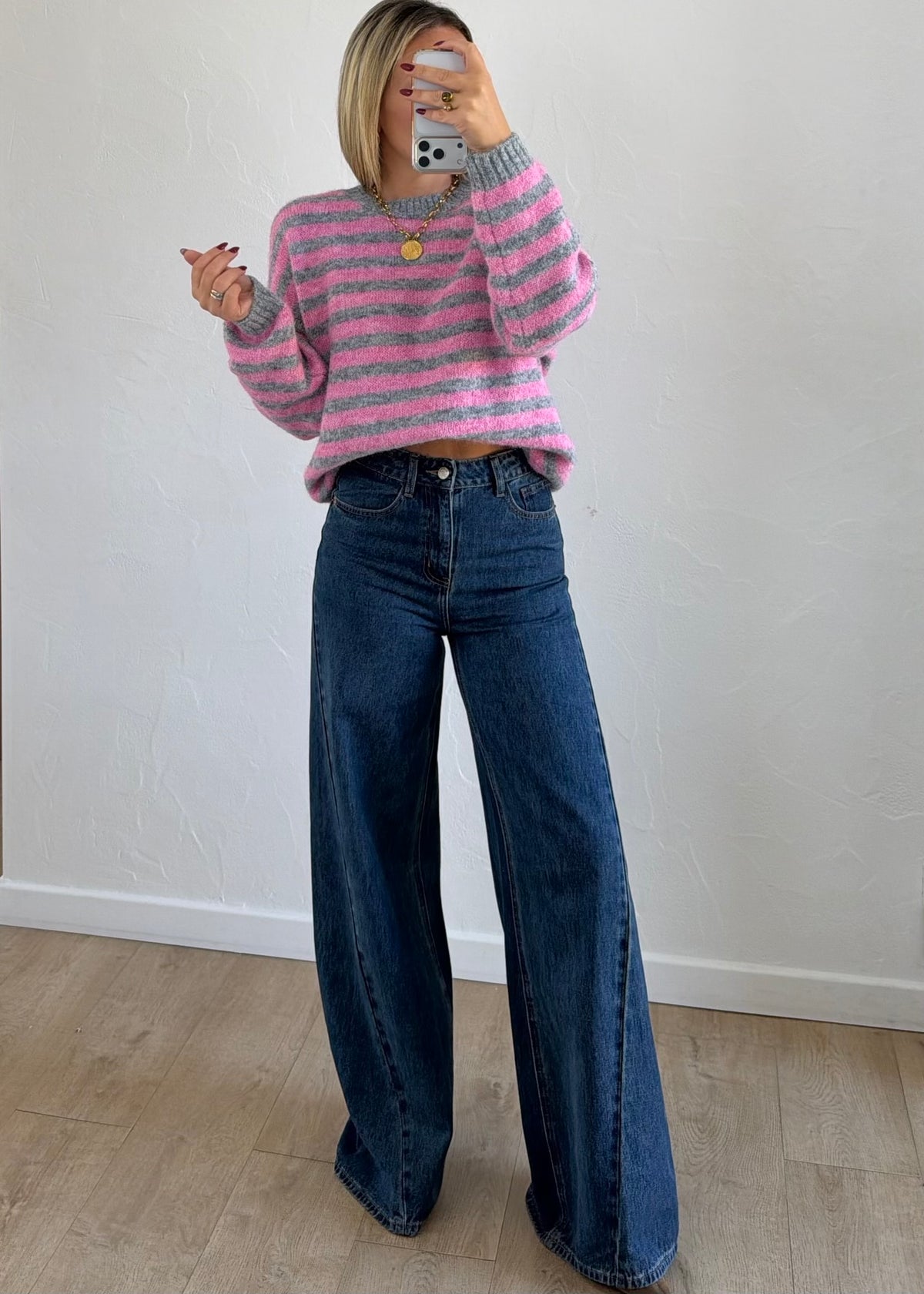 Pull Maylo rayée rose