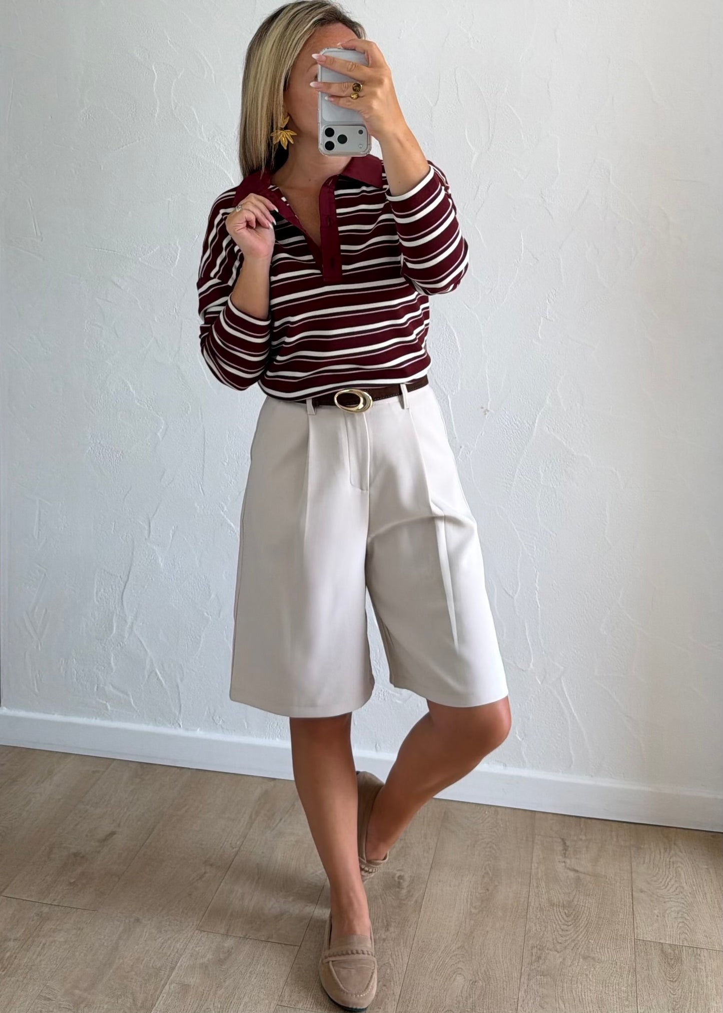 Polo Paris rayé bordeaux