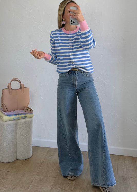 Pull ROMANE bleu & rose