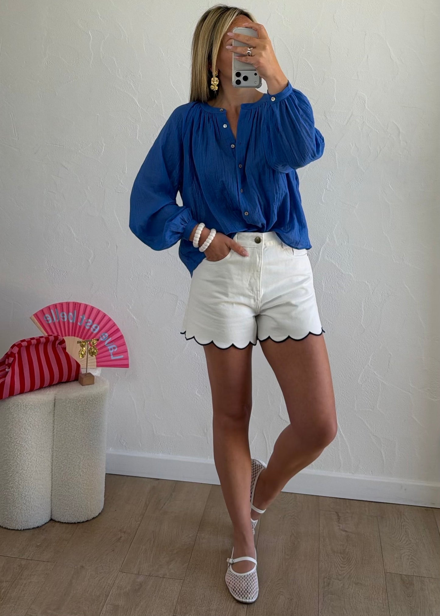 Short FLEUR Blanc & Bleu