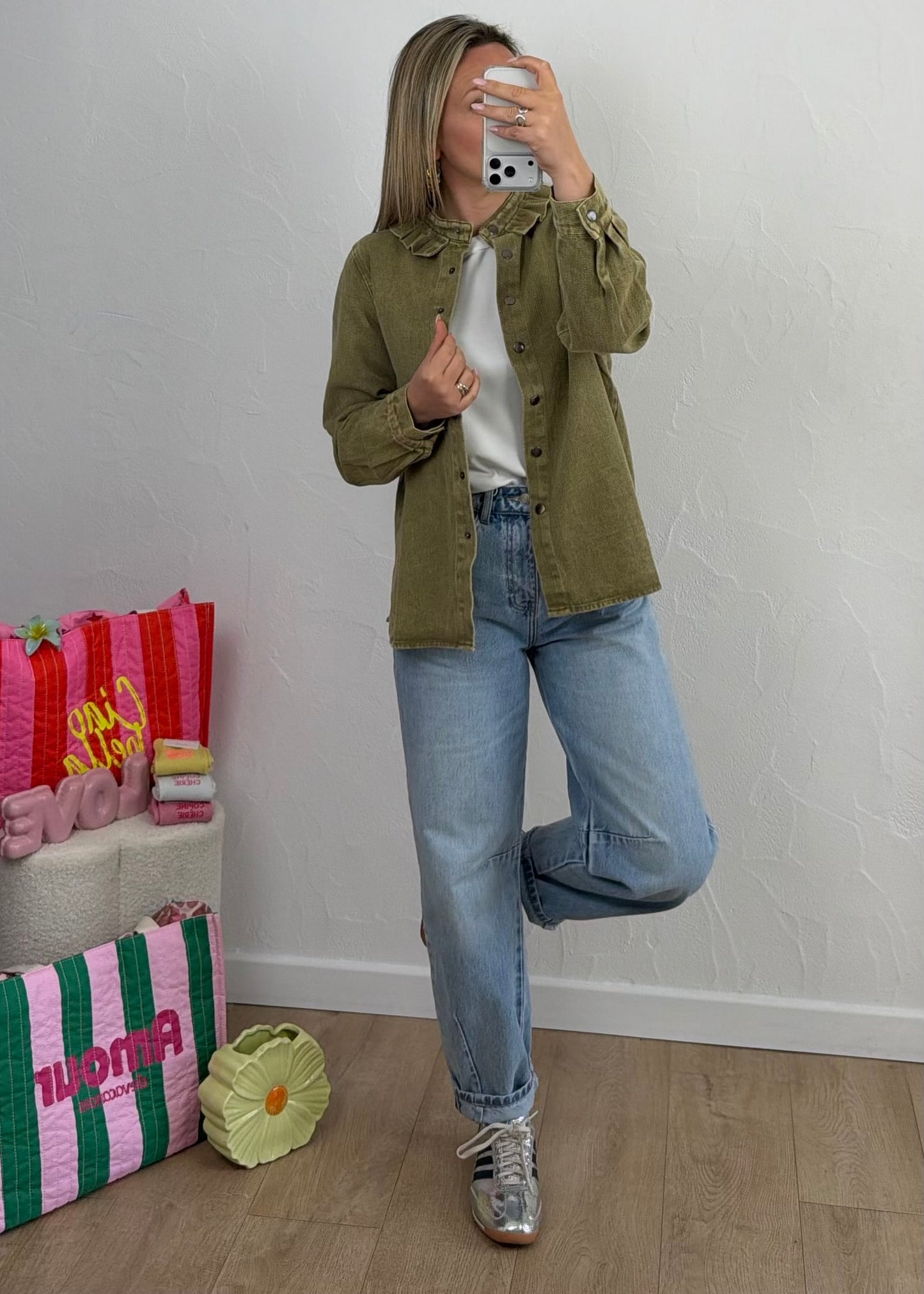 Veste MARIBEL en jean Kaki