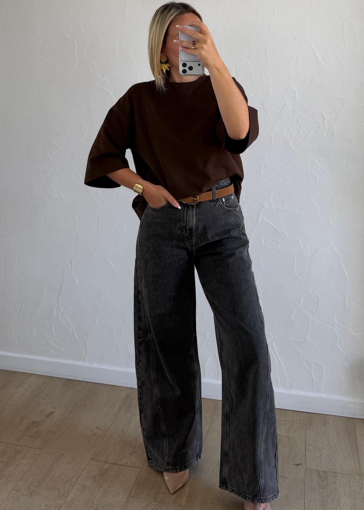Tee-shirt Strass marron