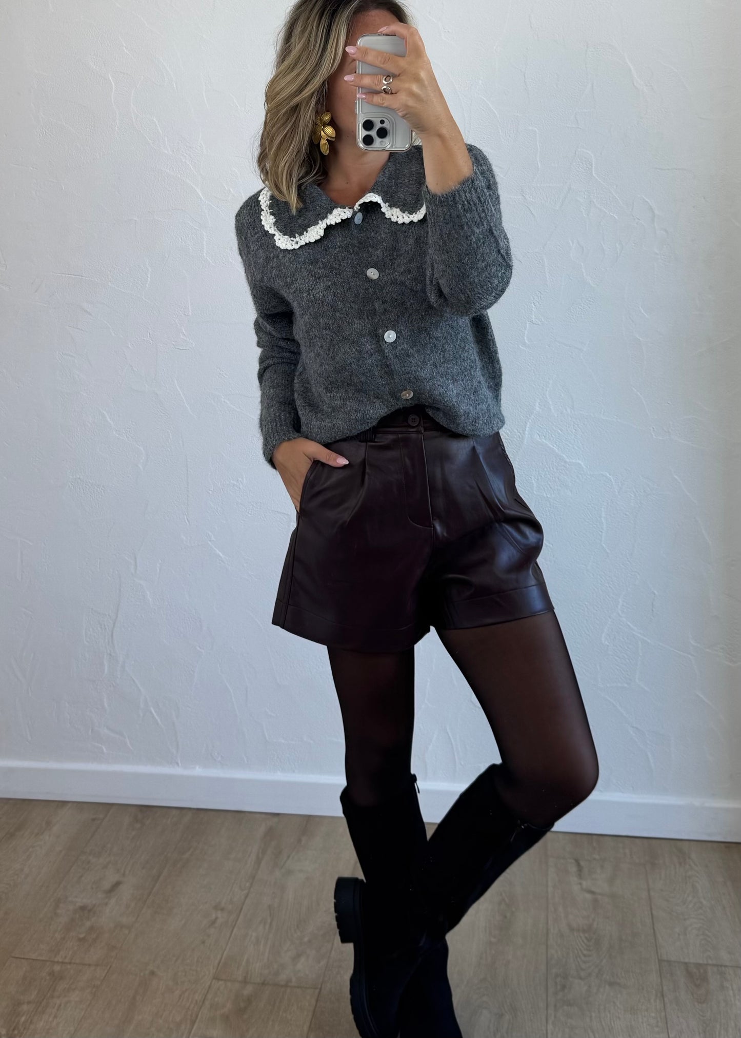 Short NAREL Bordeaux Simili cuir