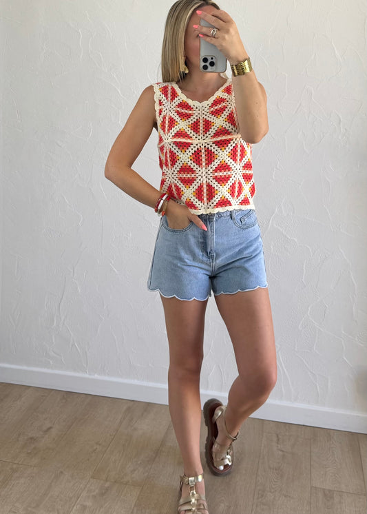 Haut en crochet Rouge