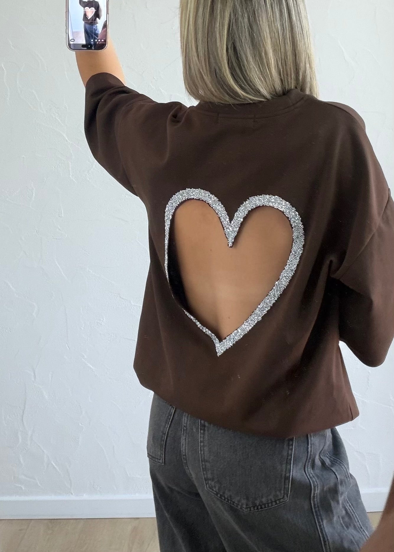 Tee-shirt Strass marron